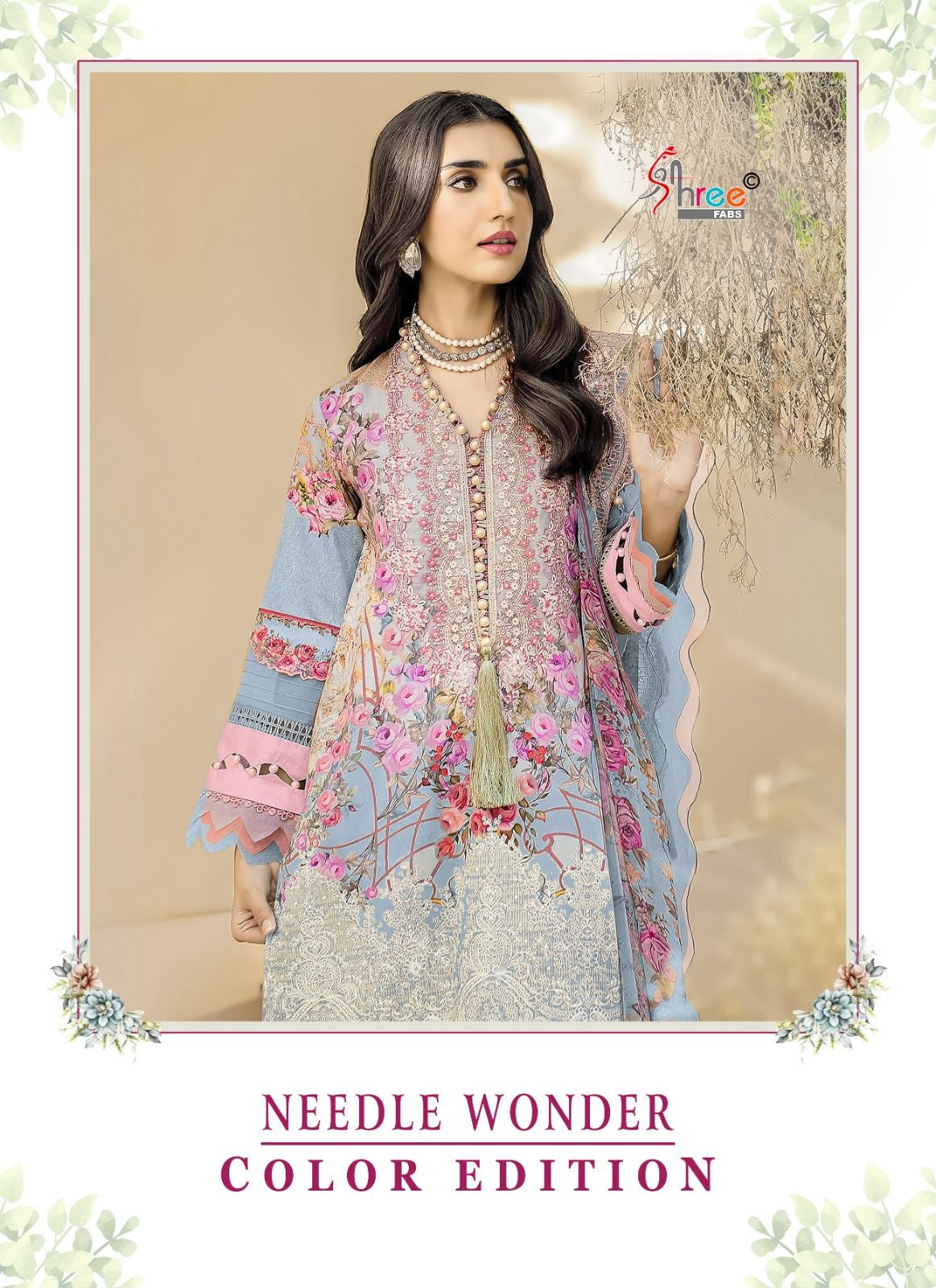 Shree Fabs Needle wonder colour edition chiffon dupatta Pakistani ethnic wear salwar suits at wholesale price