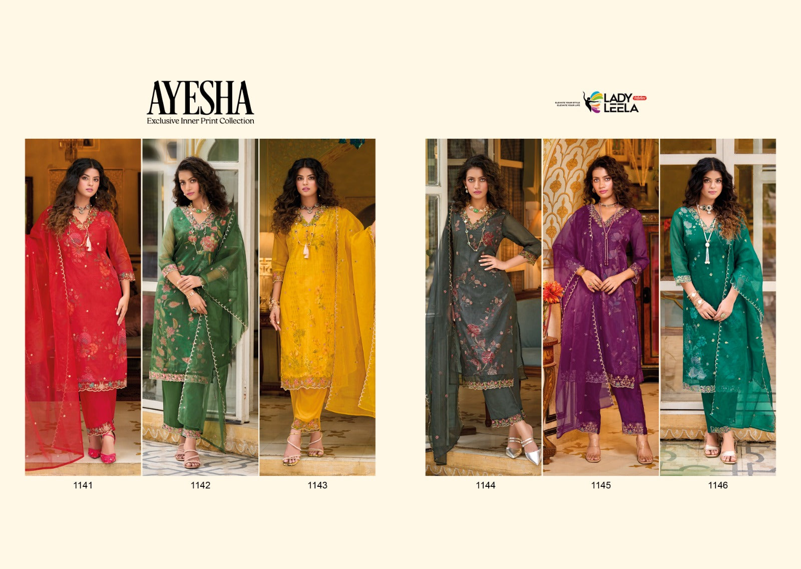 Lady Leela Ayesha Organza With Handwork Kurti Pant With dupatta Readymade Collection - jilaniwholesalesuit