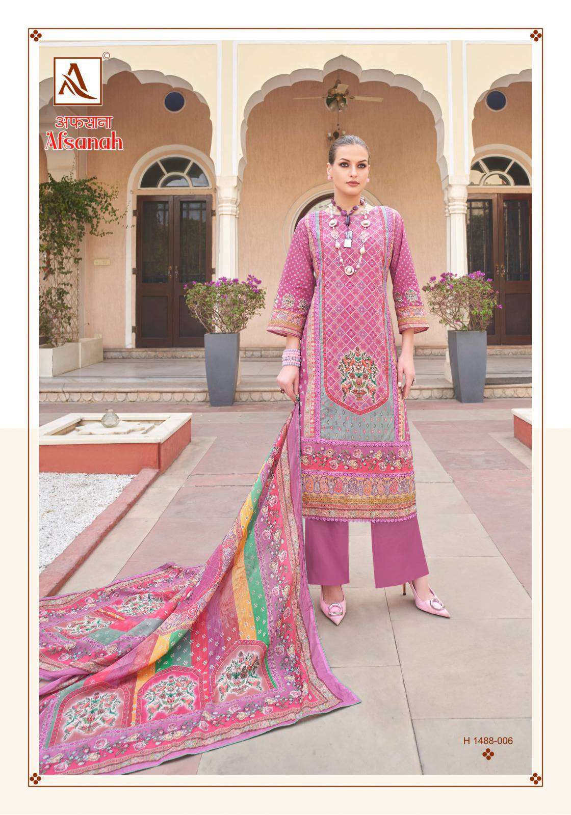 Alok Suit Afsanah Lawn Cotton With Embroidery Work Pakistani Dress Material At Wholesale Rate