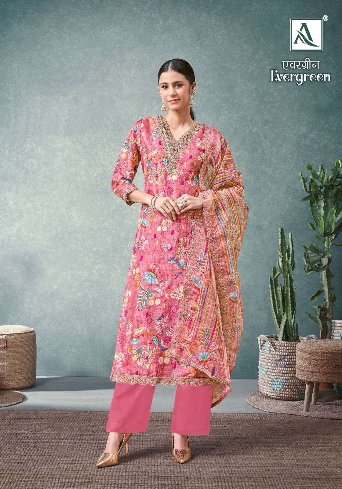 Alok Suit Evergreen Organza With Embroidery Work Salwar Kameez Latest Collection