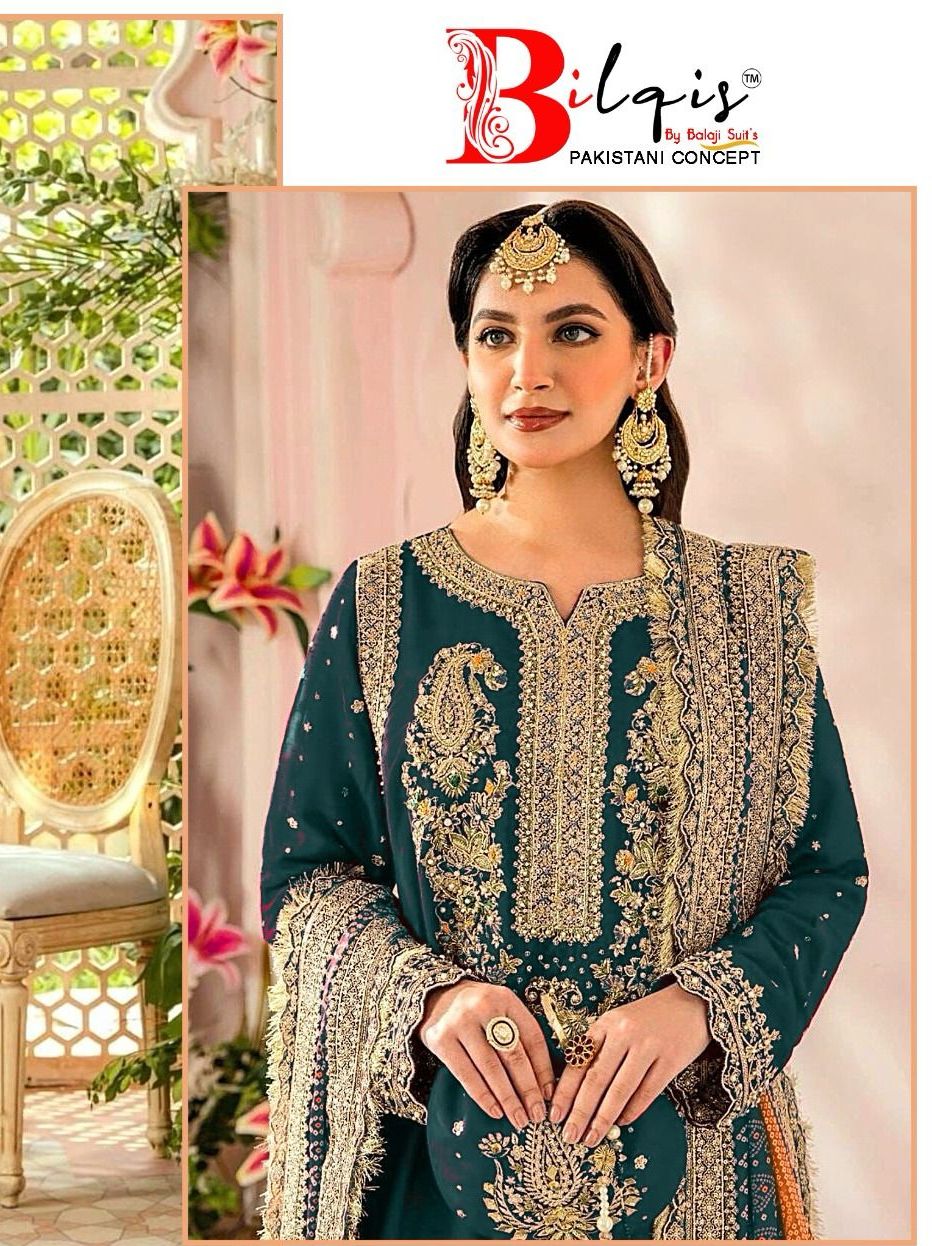 Bilqis Design No B 17 Fox Georgette With Embroidery Work Pakistani Latest Collection Suits