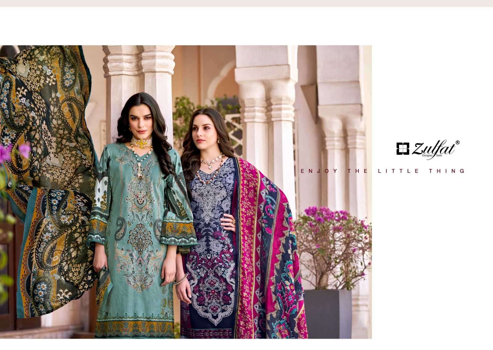 Zulfat Designer Studio Gulrez Cotton With Embroidery Work Latest Salwar Suits Wholesale Supplier