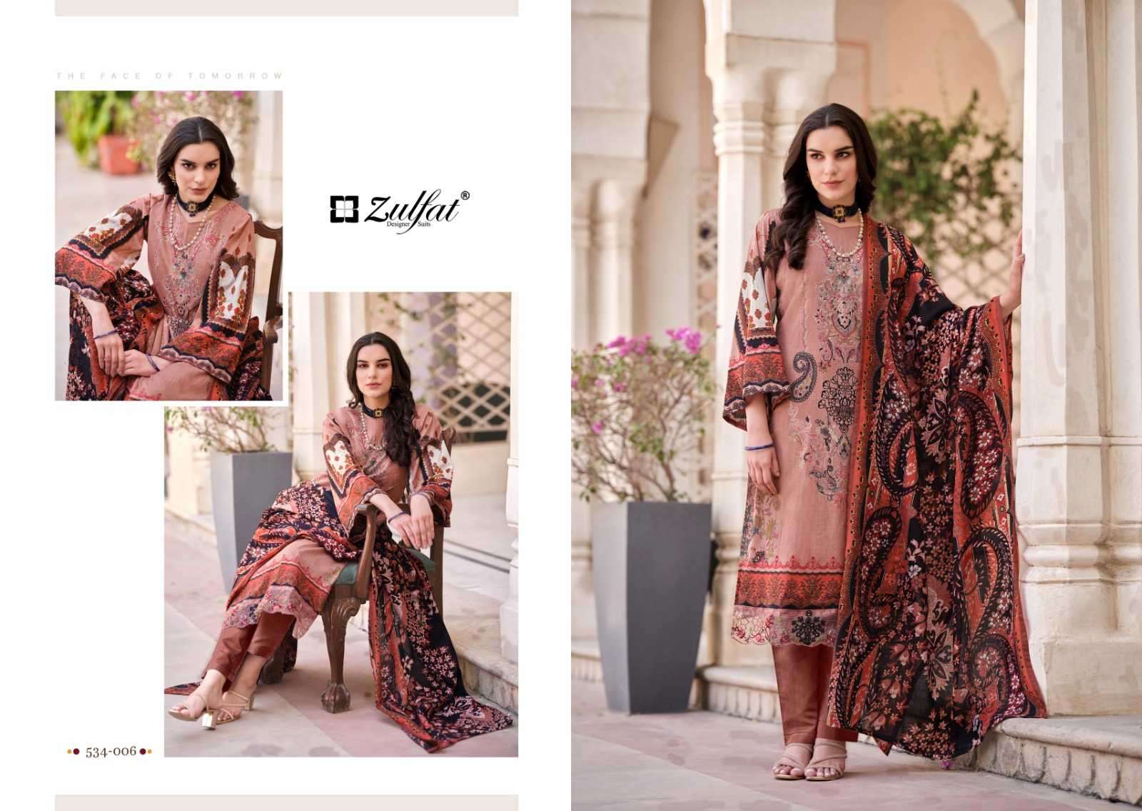Zulfat Designer Studio Gulrez Cotton With Embroidery Work Latest Salwar Suits Wholesale Supplier