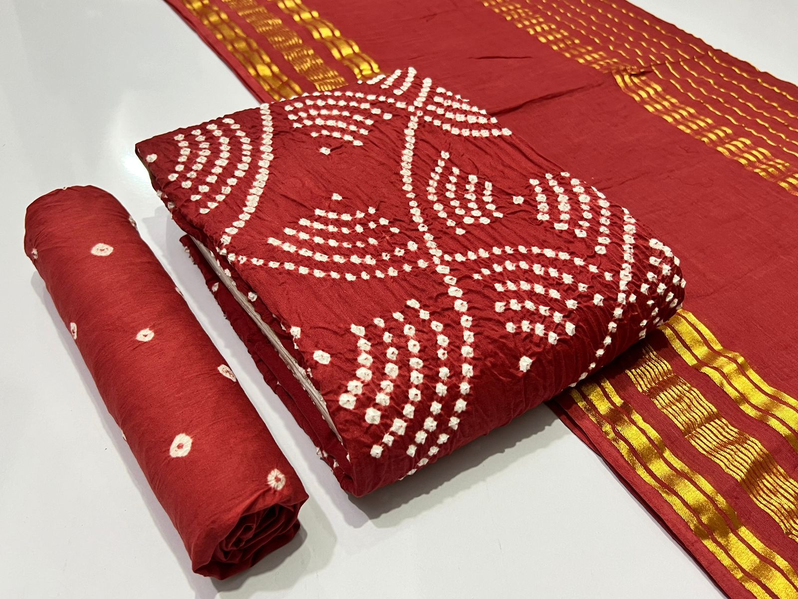Jilani Textile Bandhani Vol 9 Satin Cotton Bandhani Dress Material In Jamnagar - jilaniwholesalesuit