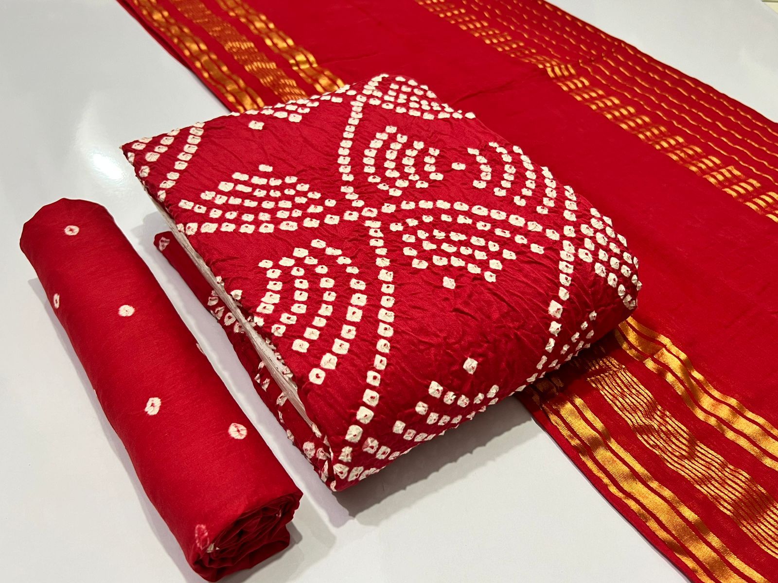 Jilani Textile Bandhani Vol 9 Satin Cotton Bandhani Dress Material In Jamnagar - jilaniwholesalesuit