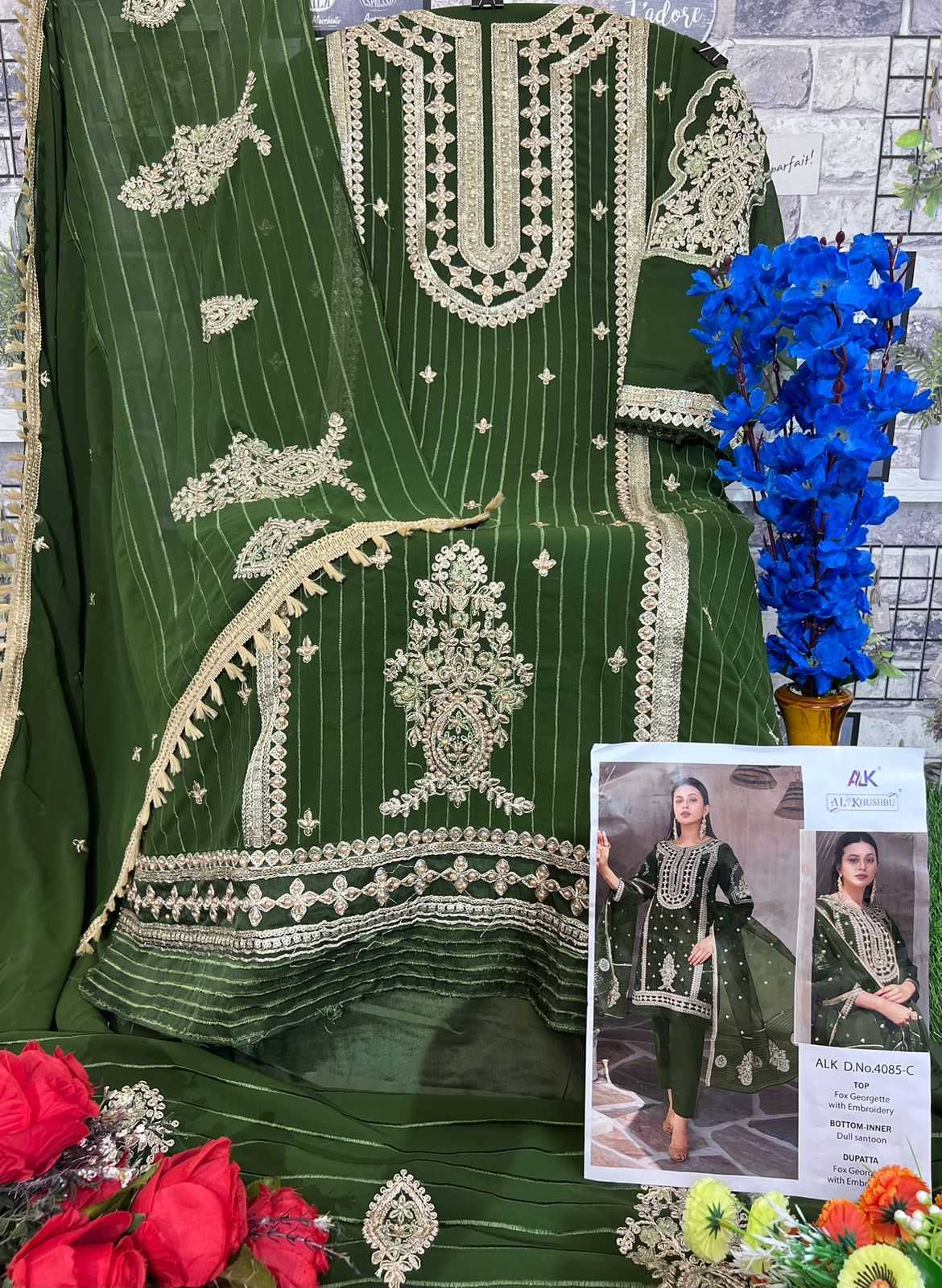 Al Khushbu Elaf D.No 4085 Georgette With Embroidery Work Pakistani Salwar Kameez Buy Online