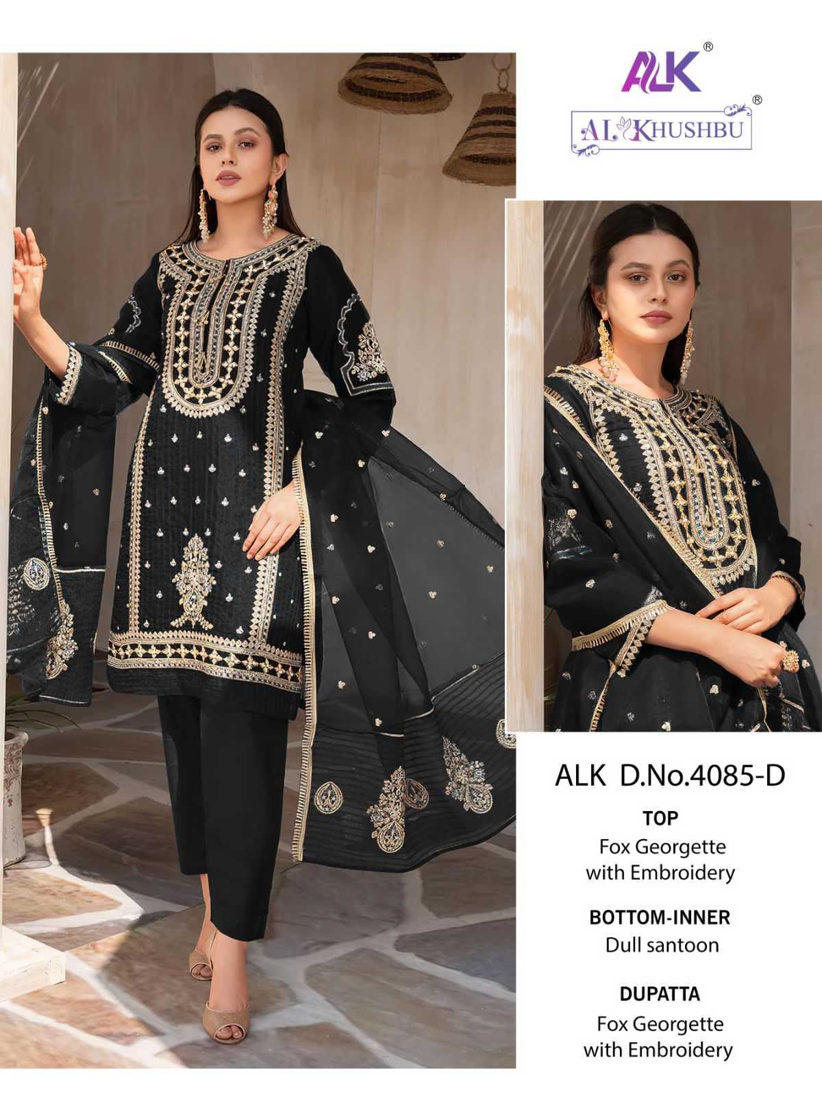 Al Khushbu Elaf D.No 4085 Georgette With Embroidery Work Pakistani Salwar Kameez Buy Online