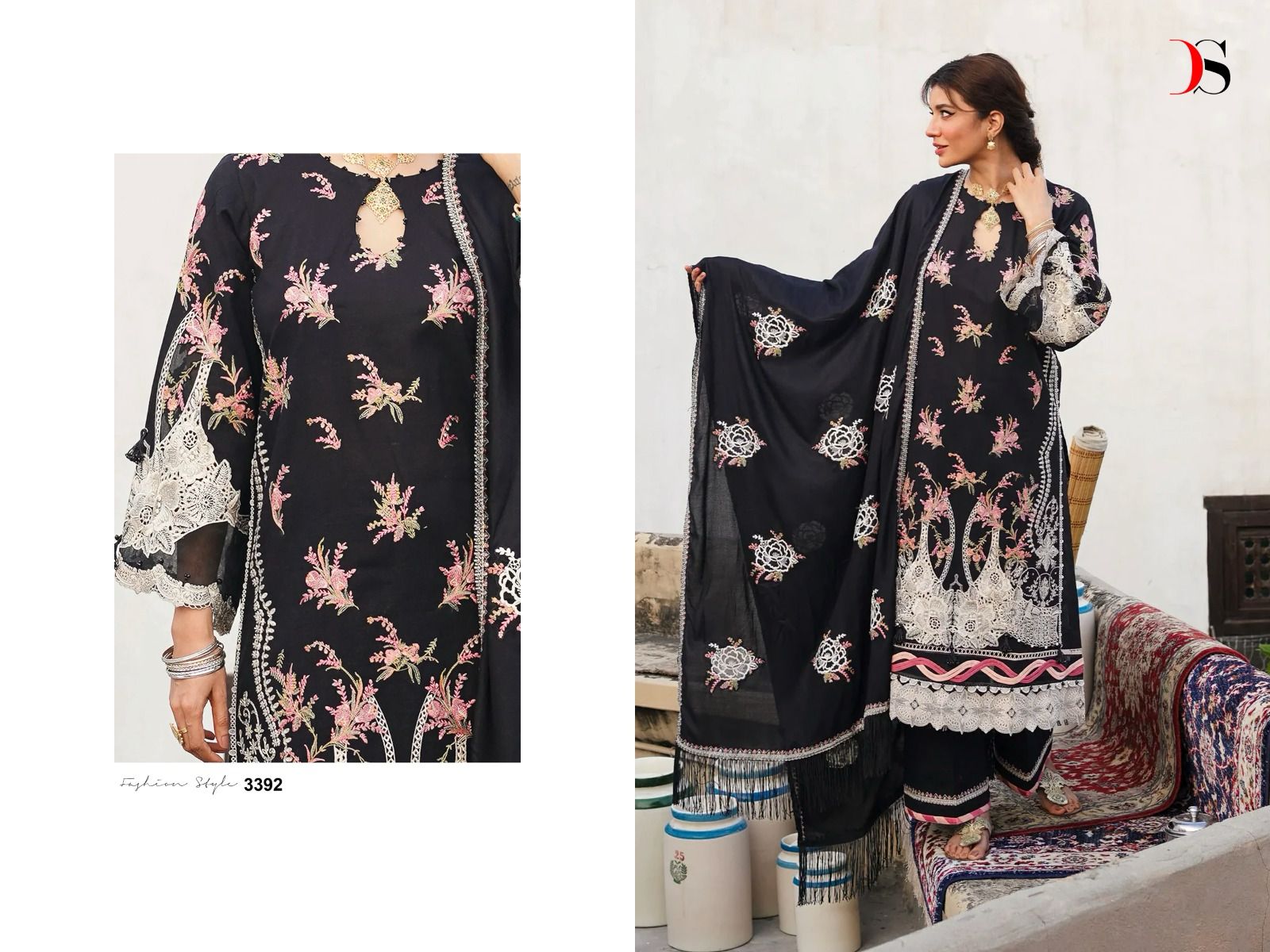 Deepsy Suits Elaf Luxury 24 Rayon Cotton With Embroidery Work Pakistani Suits Supplier In Surat