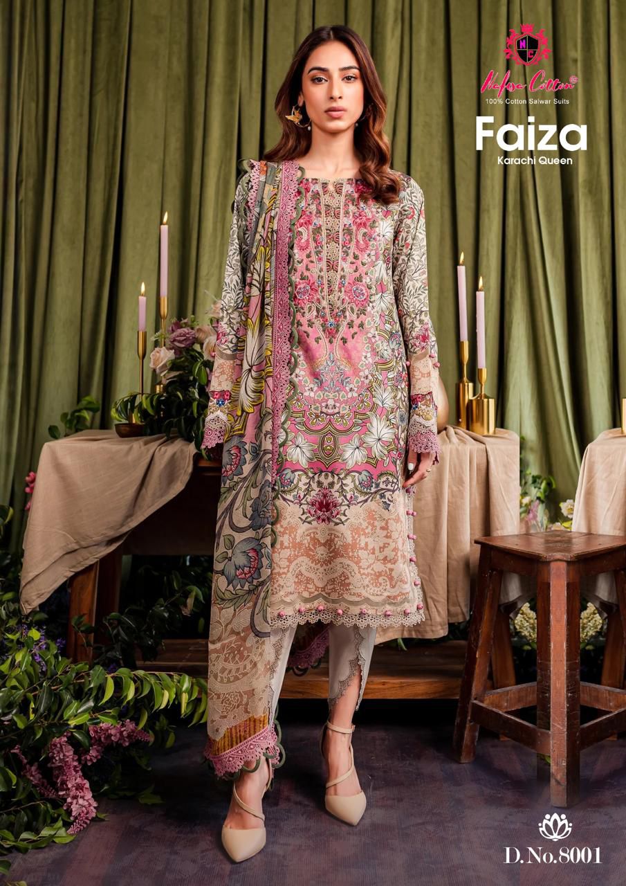 Nafisa Cotton Faiza Karachi Queen Vol 8 Pakistani Cotton Dress Material At Wholesale Rate