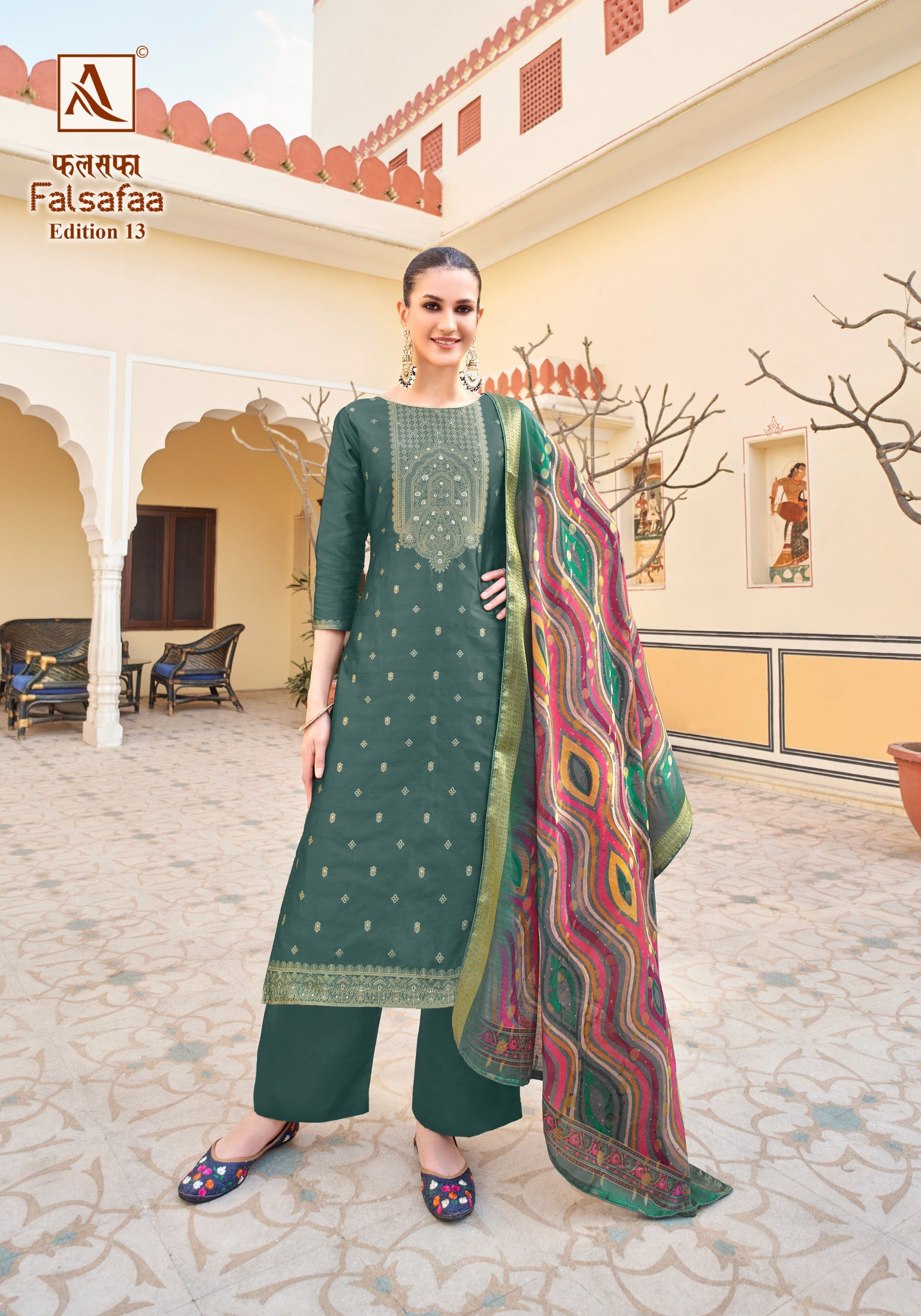 Alok Suit Falsafaa Vol 13 Dola Jacquard With Embroidery Work Salwar Suit Latest Suit Design
