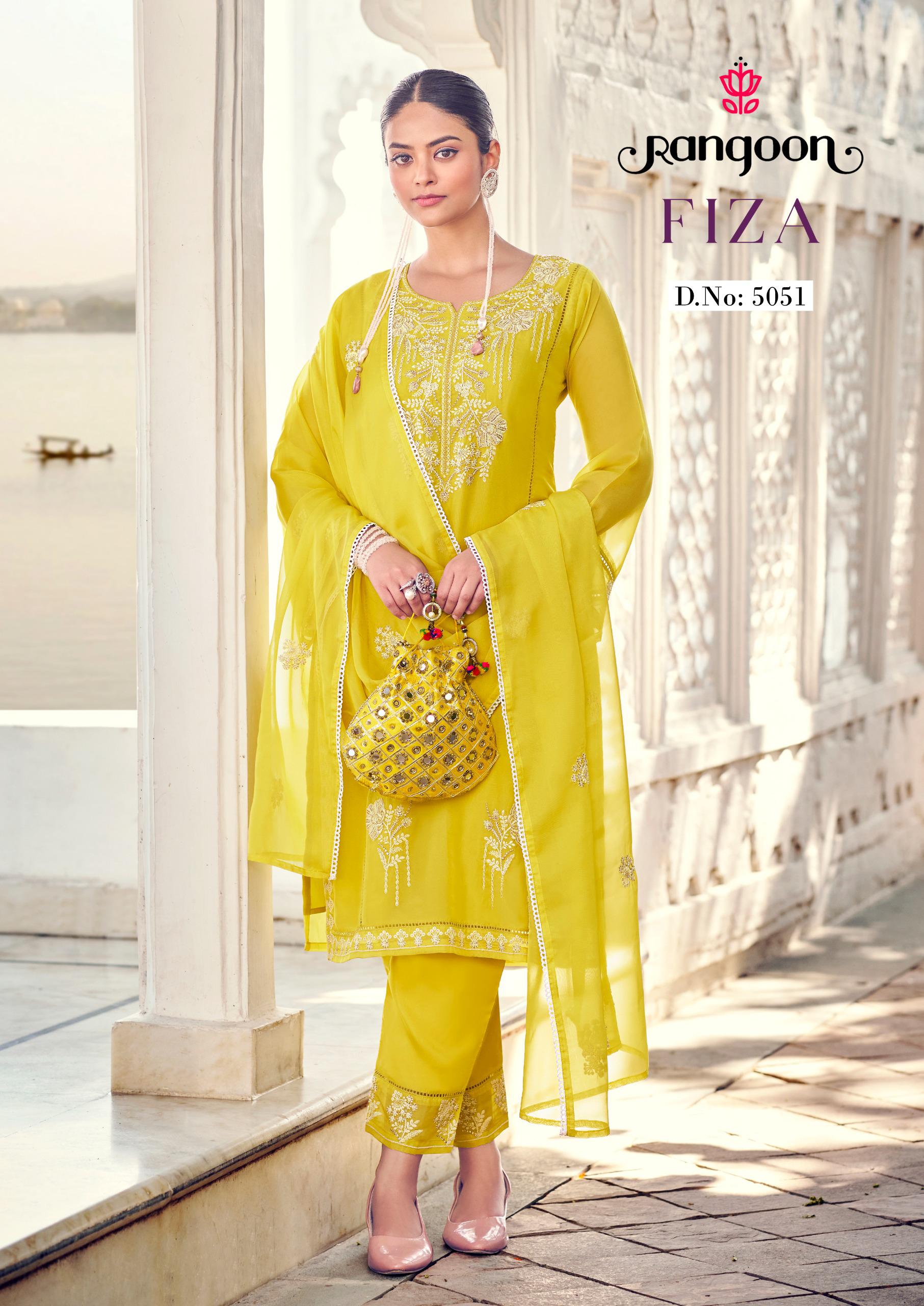 Rangoon Fiza Organza With Embroidery Work Readymade Salwar Suits Latest Collection