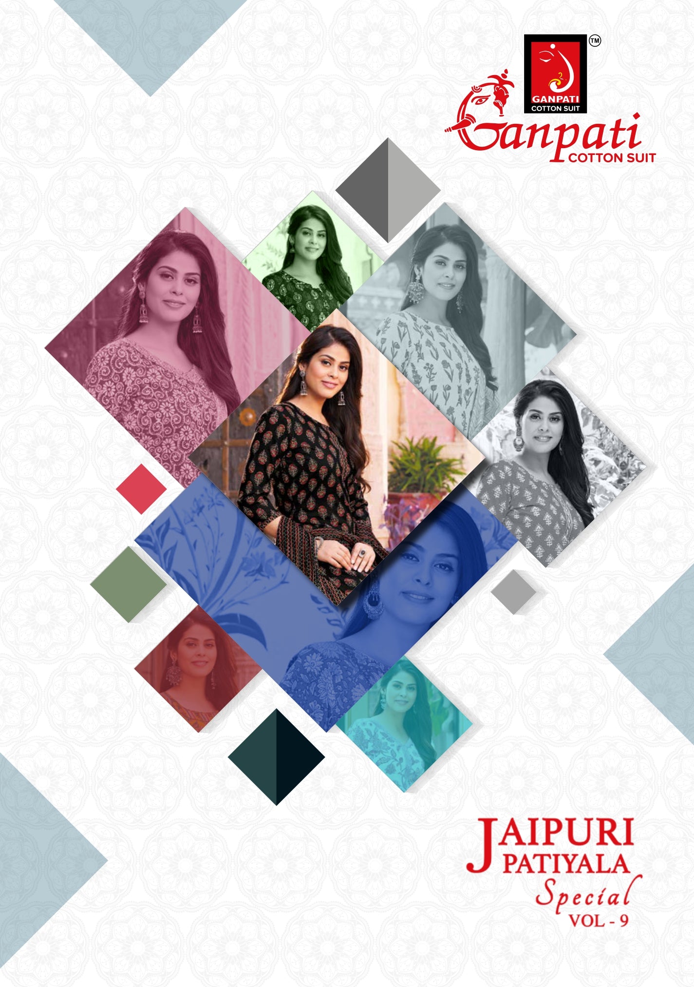 Ganpati Cotton Suit Jaipuri Patiyala Special Vol 9 Cotton Printed Dress Material Wholesale Supplier - jilaniwholesalesuit