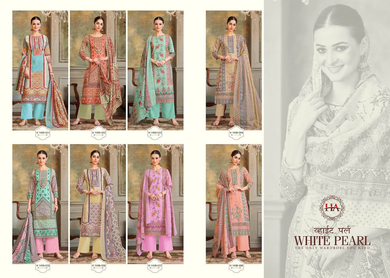 Alok Suit Harshit Fahsion Hub White Pearl Cotton Digital Printed Salwar Kameez Latest Collection