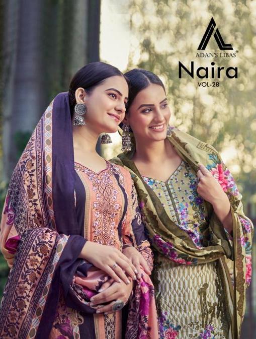Adans Libas Naira vol 28 Cotton Digital Print With Embroidery Work Dress Material At Wholesale Rate - jilaniwholesalesuit