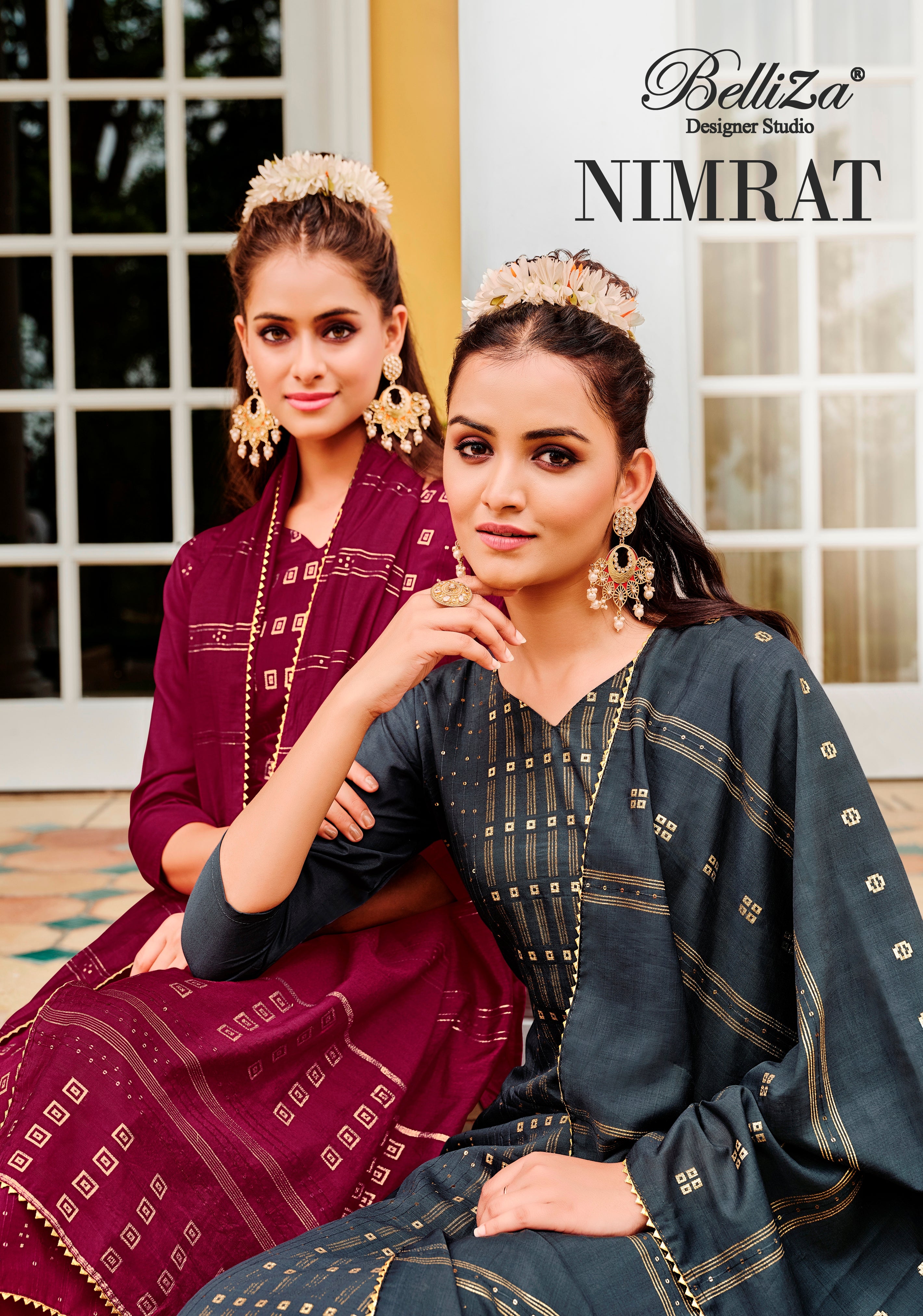 Belliza Designer Suits Nimrat Silk Jacquard Salwar Suit Manufacturer in Ahmedabad