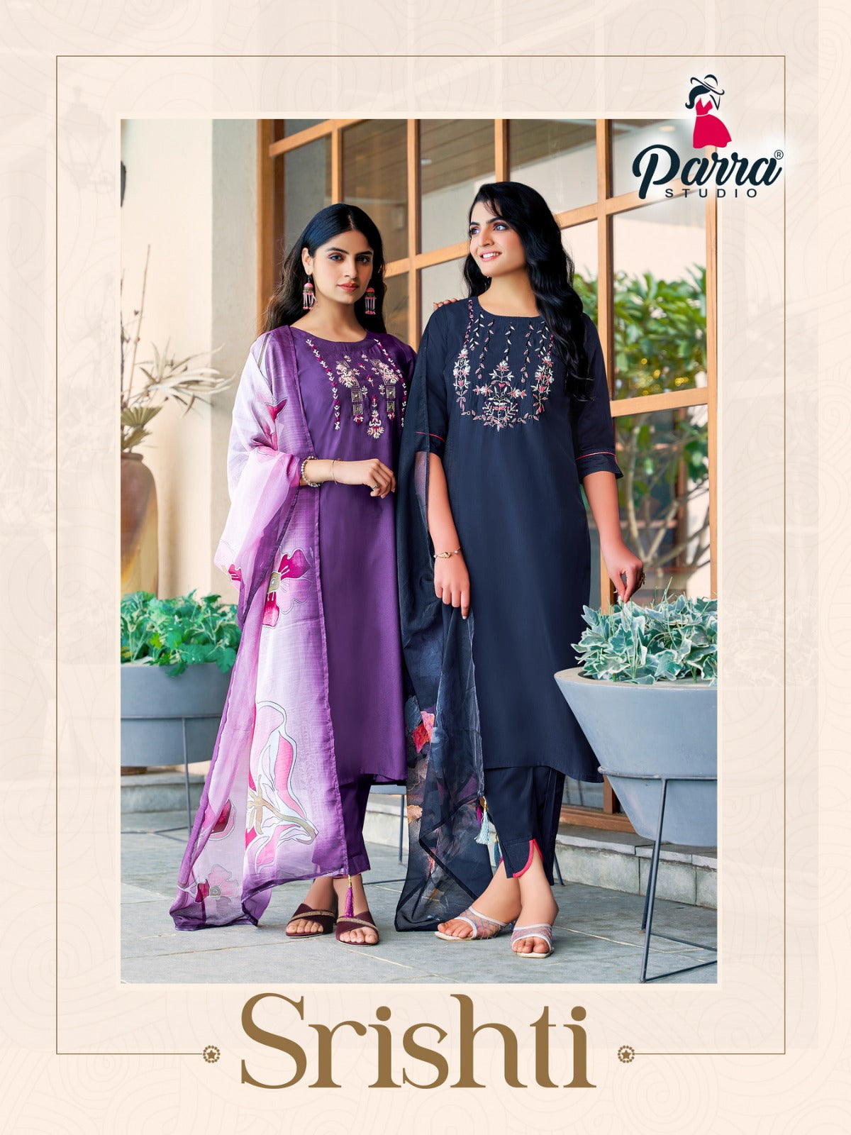 Parra Studio Shrishti Roman Silk With Embroidery Work Top Bottom With Dupatta Readymade Suit Wholesaler - jilaniwholesalesuit