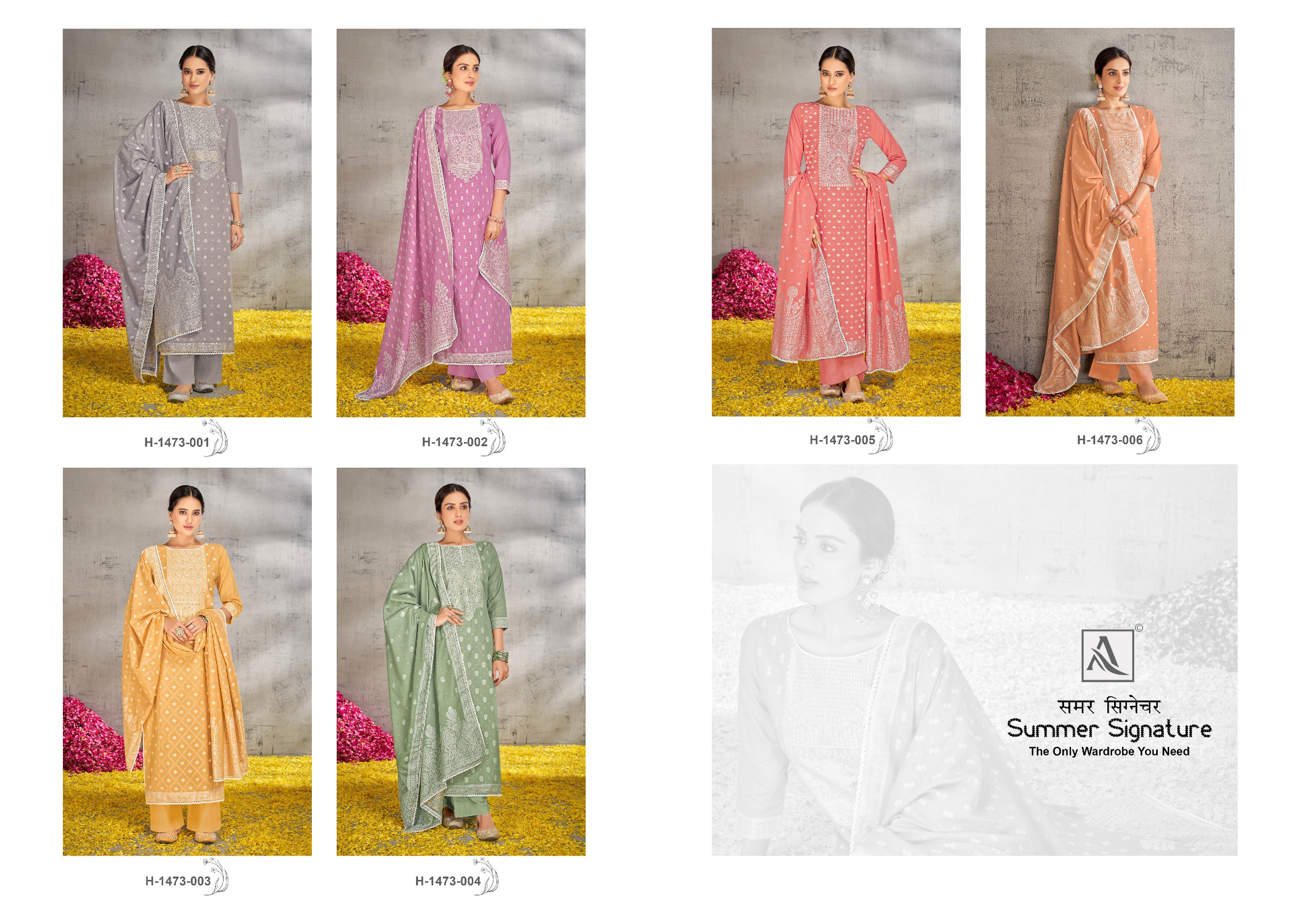 Alok Suit Summer Signature Cotton Jacquard With Handwork Salwar Suits Wholesale Supplier