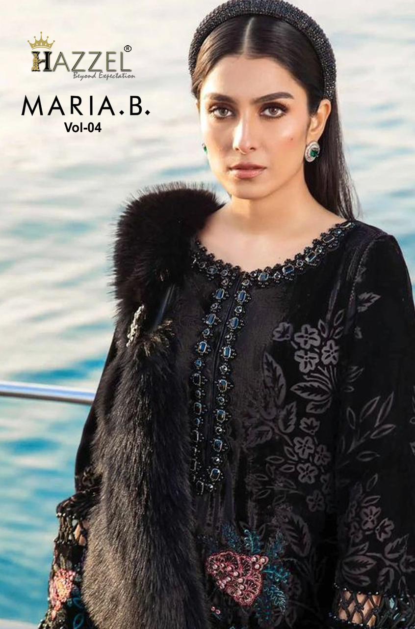 Hazeel Maria B Vol 4 Rayon With Embroidery Work Pakistani Salwar Suits For Women
