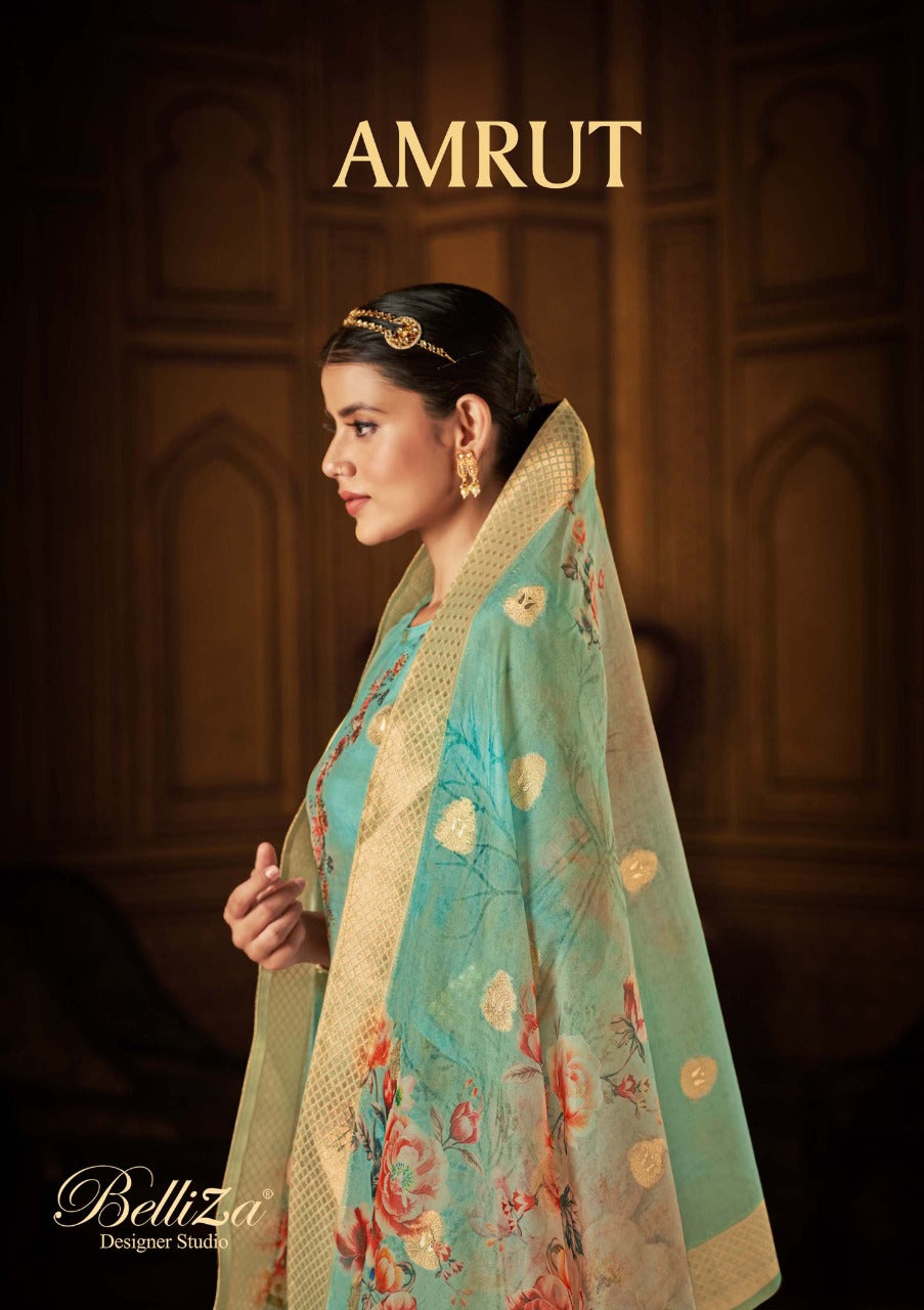 Belliza Designer Studio Amrut Organza Digital Print Salwar Suit Ethenic Dresses At Wholesale Rate