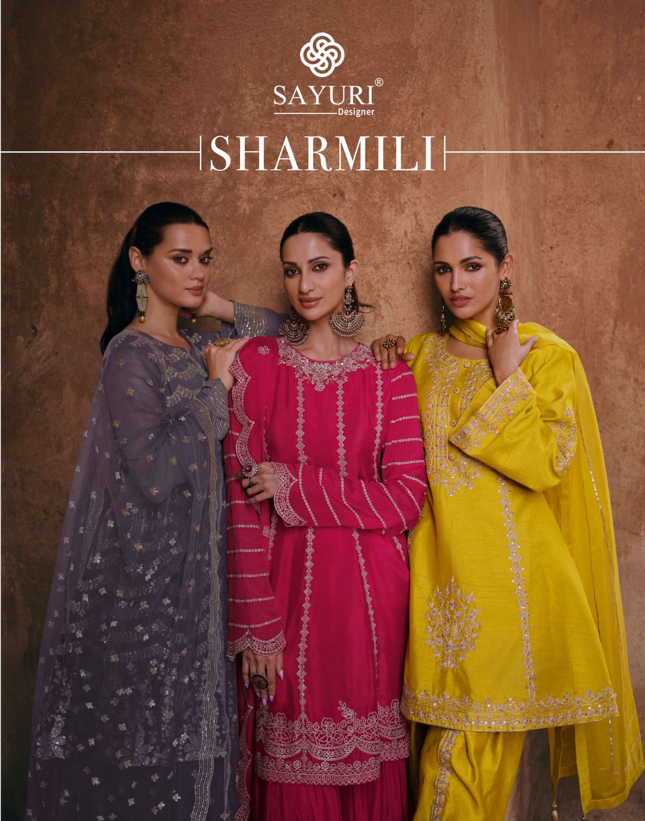 Sayuri Designer Shermili Chinon Silk With Embroidery Work Readymade Latest Collection For Eid 2024