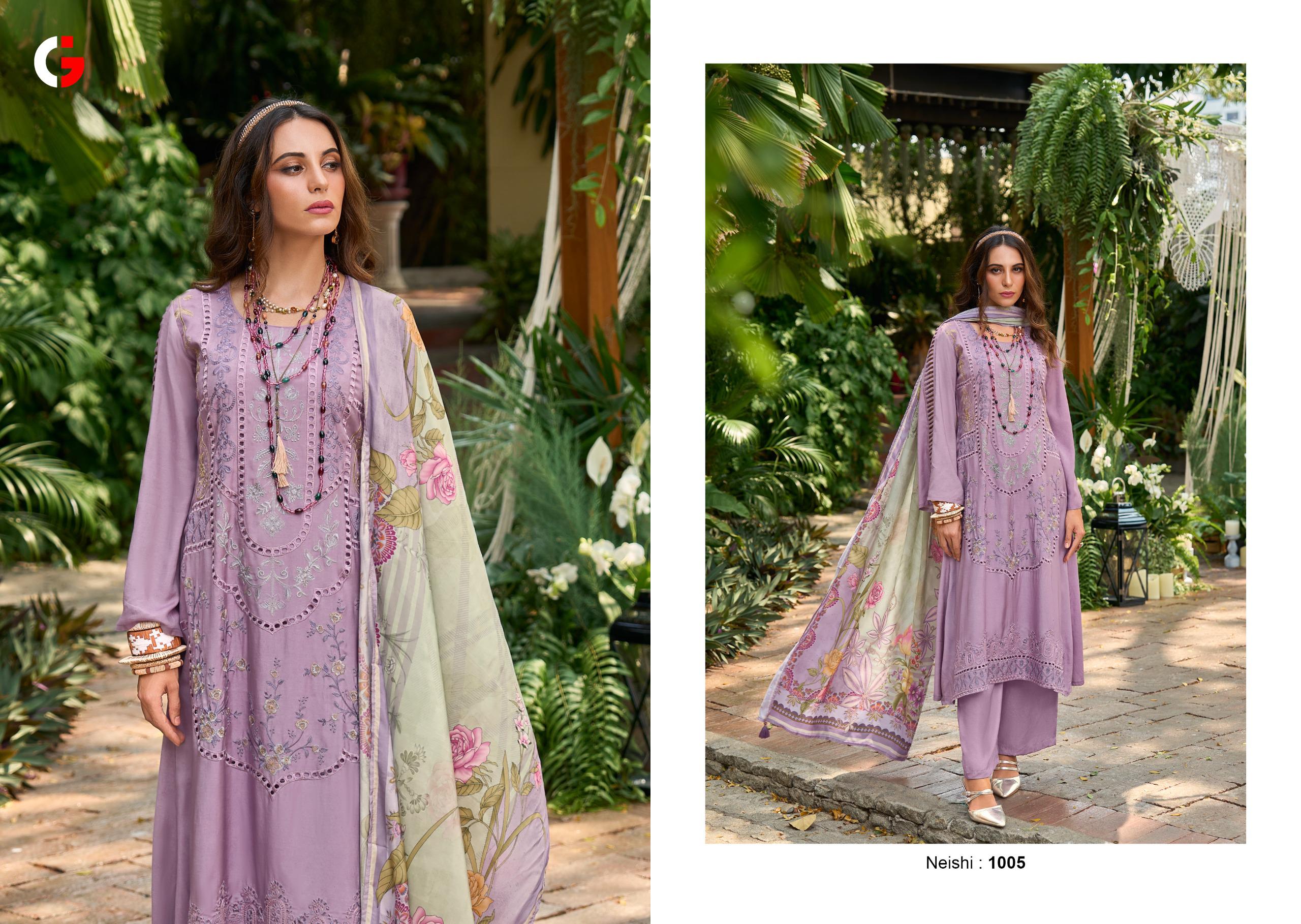 Gull Jee Neishi Muslin With Embroidery Work Designer Partywear Salwar Kameez At Wholesale Rate