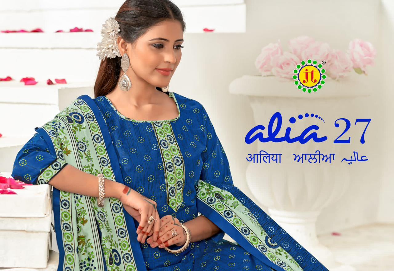 JT Textile Alia Vol 27 Cotton Printed Dress Material Wholesale Supplier In Jetpur - jilaniwholesalesuit