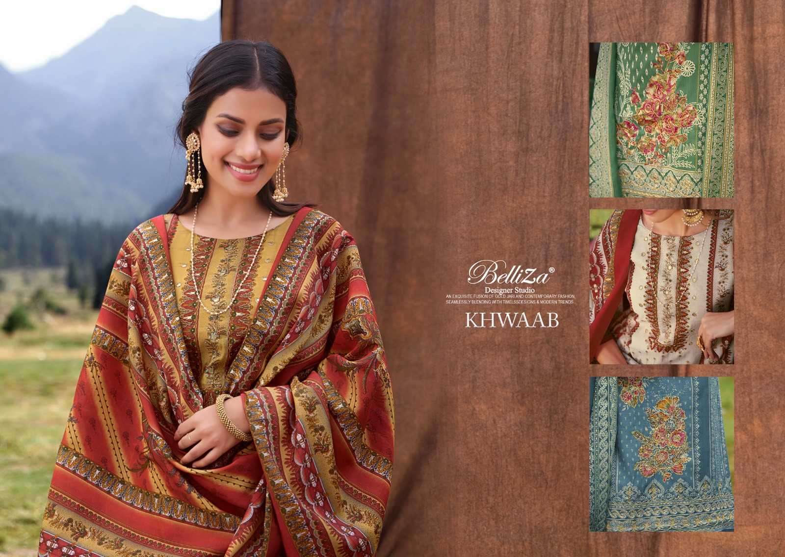 Belliza Designer Suits Khwaab Modal Viscose With Embroidery Work Dress Material Latest Collection