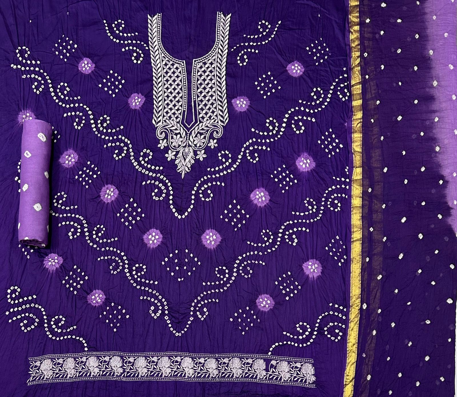 Jilani Textile Embroidery Work Bandhani Dress Material Manufacturer In Jetpur - jilaniwholesalesuit