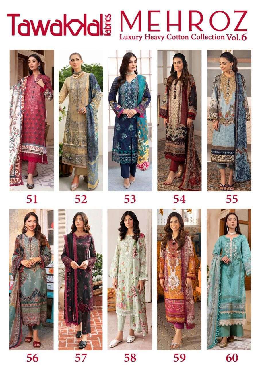 Tawakkal Fabrics Mehroz Vol 6 Cotton Printed Pakistani Dress Material At Wholesale Rate