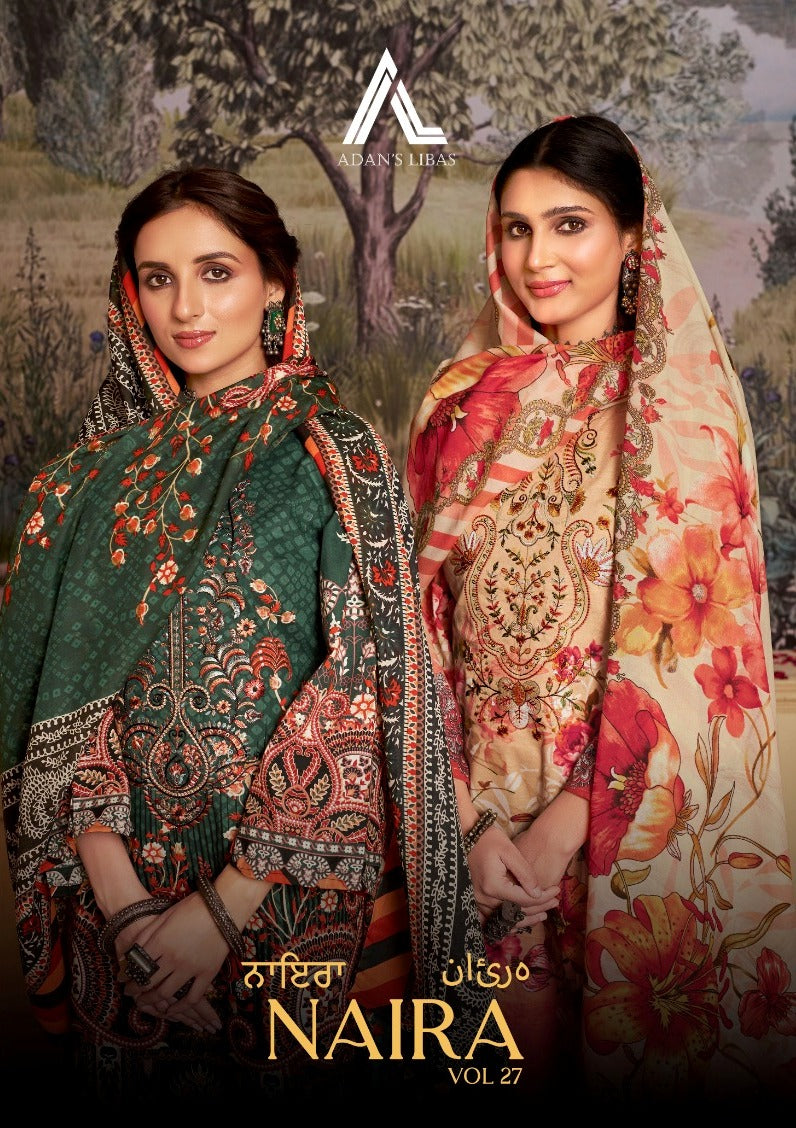 Adans Libas naira vol 27 Cotton With Embroidery Work Pakistani Dress Material Wholesaler - jilaniwholesalesuit