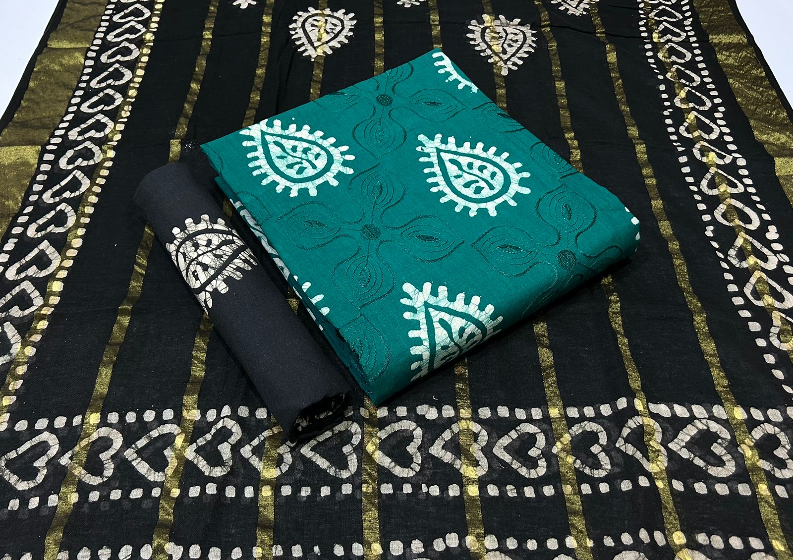 Jilani Textile Cotton Embroidery Work Wax Batik Suit Manufacturer In Jetpur - jilaniwholesalesuit