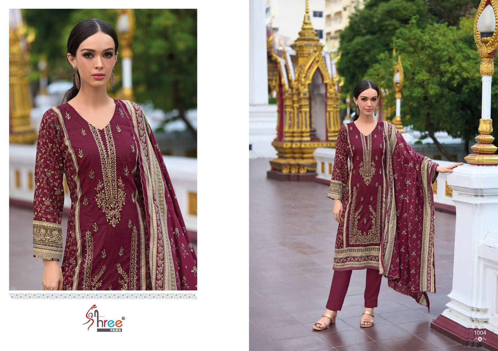 Shree fabs riwayat premium embroidered lawn collection chiffon dupatta Pakistani suits wholesale supplier in surat