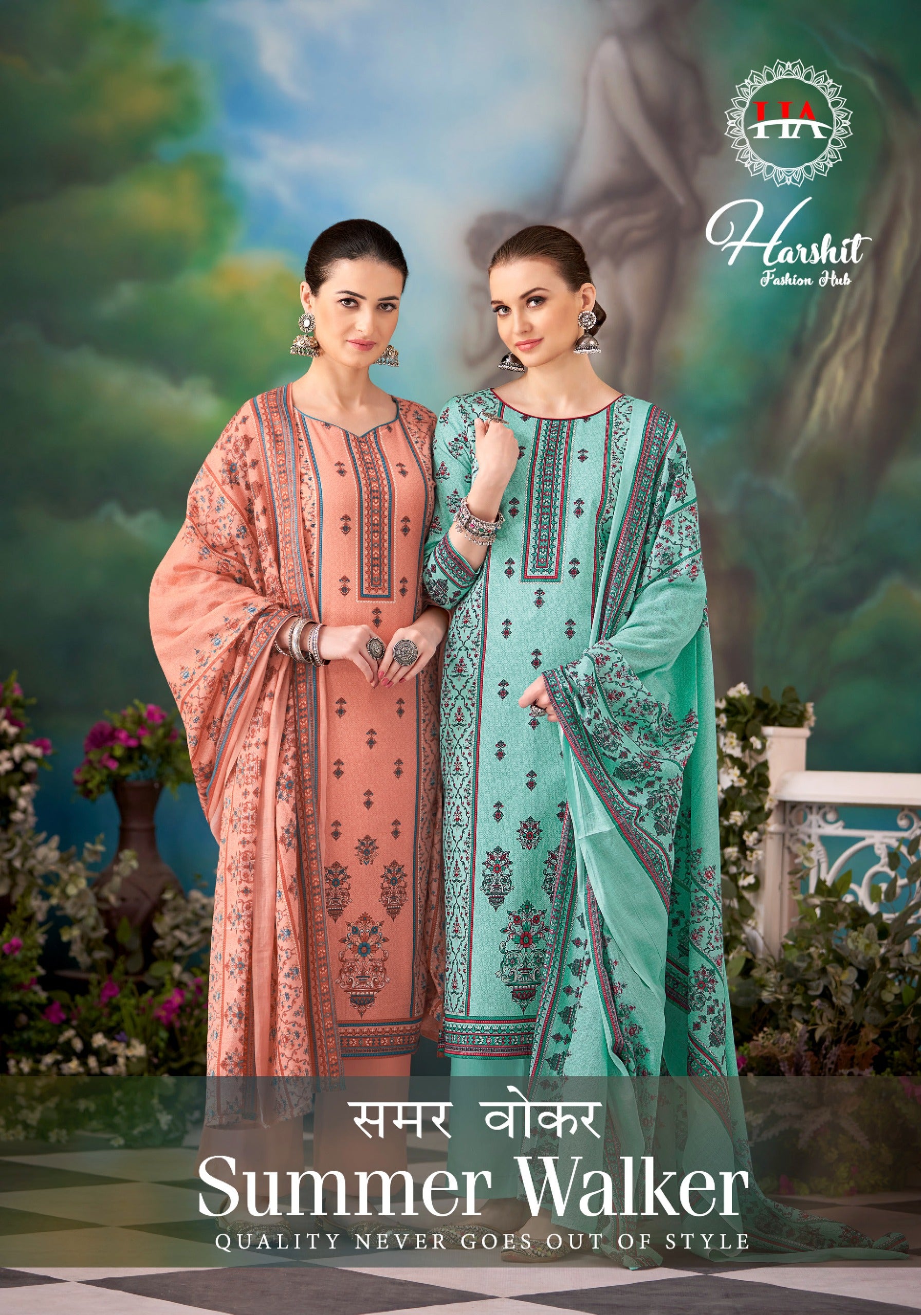 Alok Suit Harshit Fashion Hub Summer Walker Cambric Cotton With Embroidery Work Salwar Suit Embroidred Suit Wholesaler