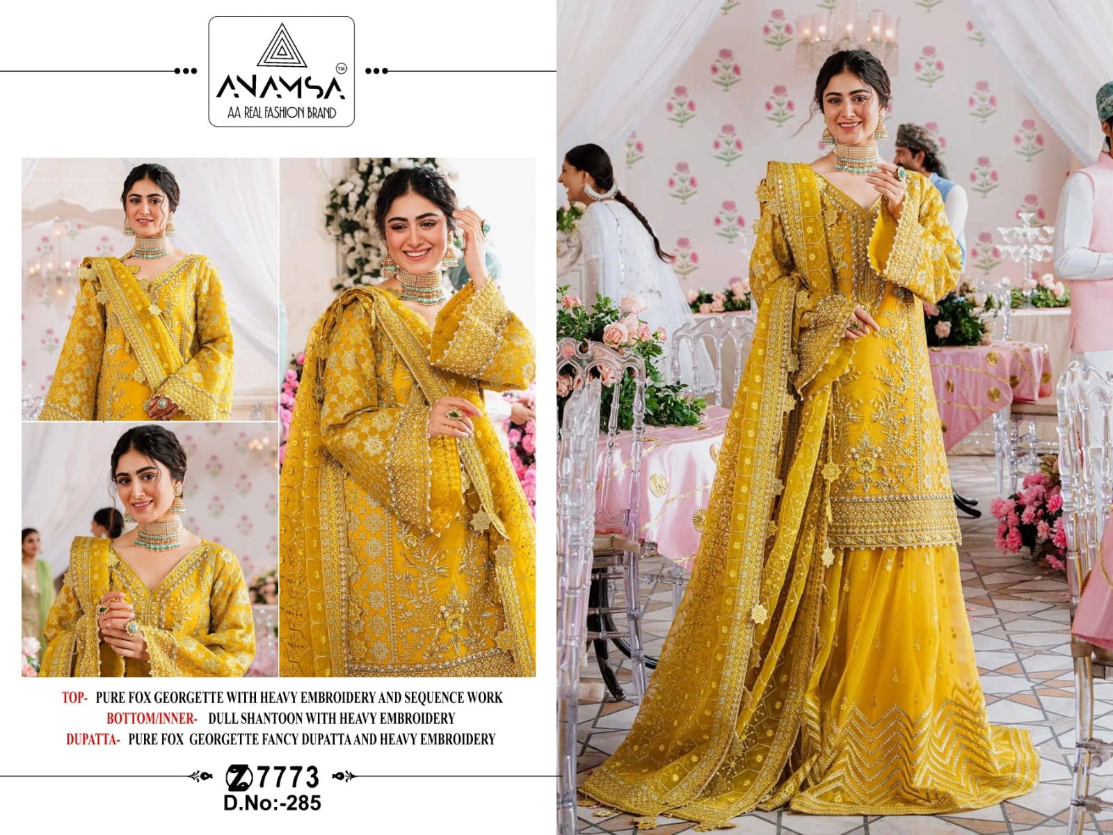 Anamsa D.No. 285 Georgette With Embroidery Work party wear georgette pakistani suit - jilaniwholesalesuit