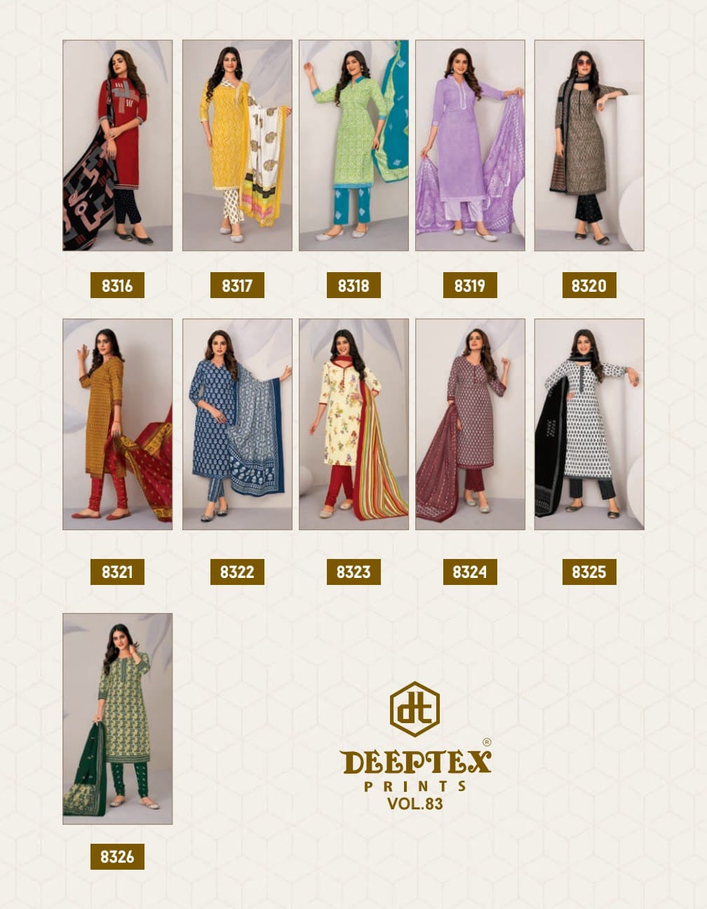 Deeptex prints miss India vol 83 pure cotton Printed dress material wholesale supplier in jetpur - jilaniwholesalesuit