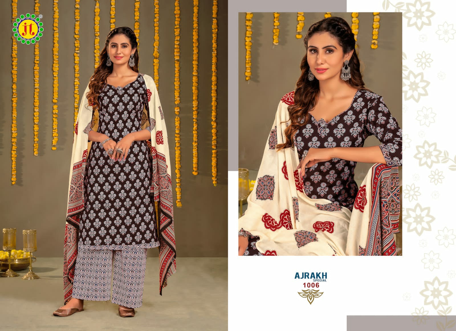 Jt Textile Ajrakh Special cotton printed ajrakh dress material wholesale - jilaniwholesalesuit