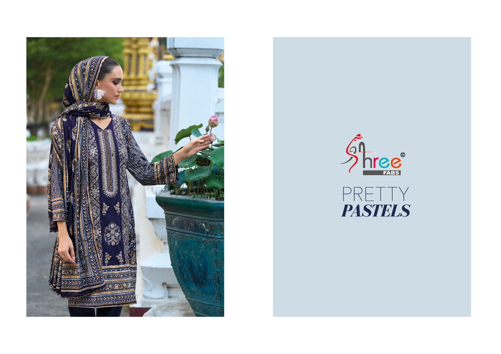 Shree fabs riwayat premium embroidered lawn collection chiffon dupatta Pakistani suits wholesale supplier in surat