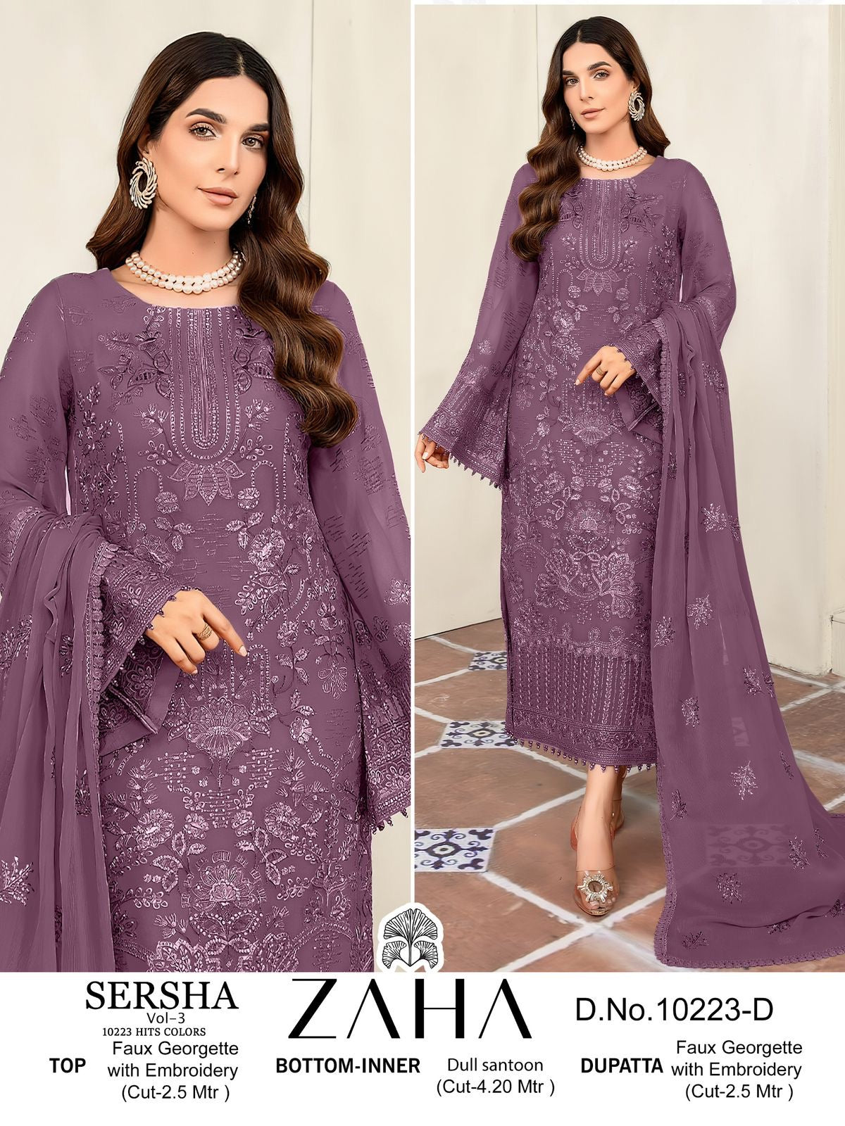 Zaha sersha vol 3 Georgette with embroidery work Pakistani dresses wholesale collection - jilaniwholesalesuit