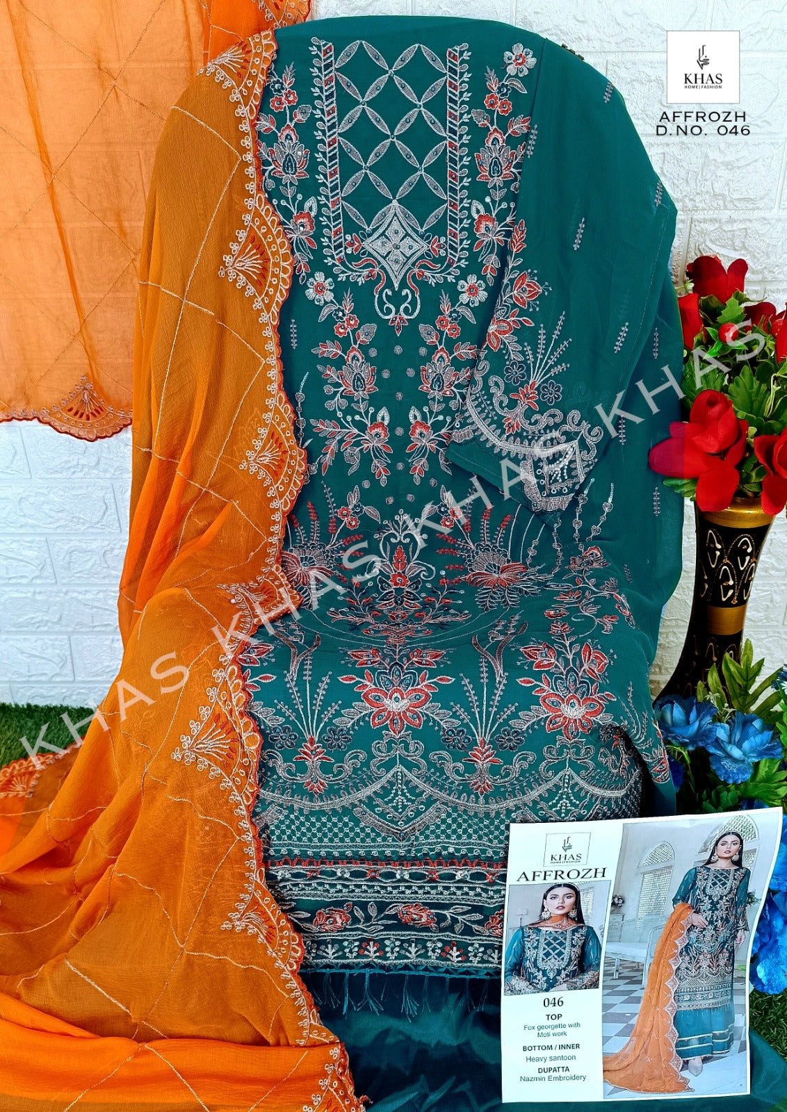 khas fashion affrozeh georgette with embroidery work pakistani salwar kameez wholesale supplier - jilaniwholesalesuit