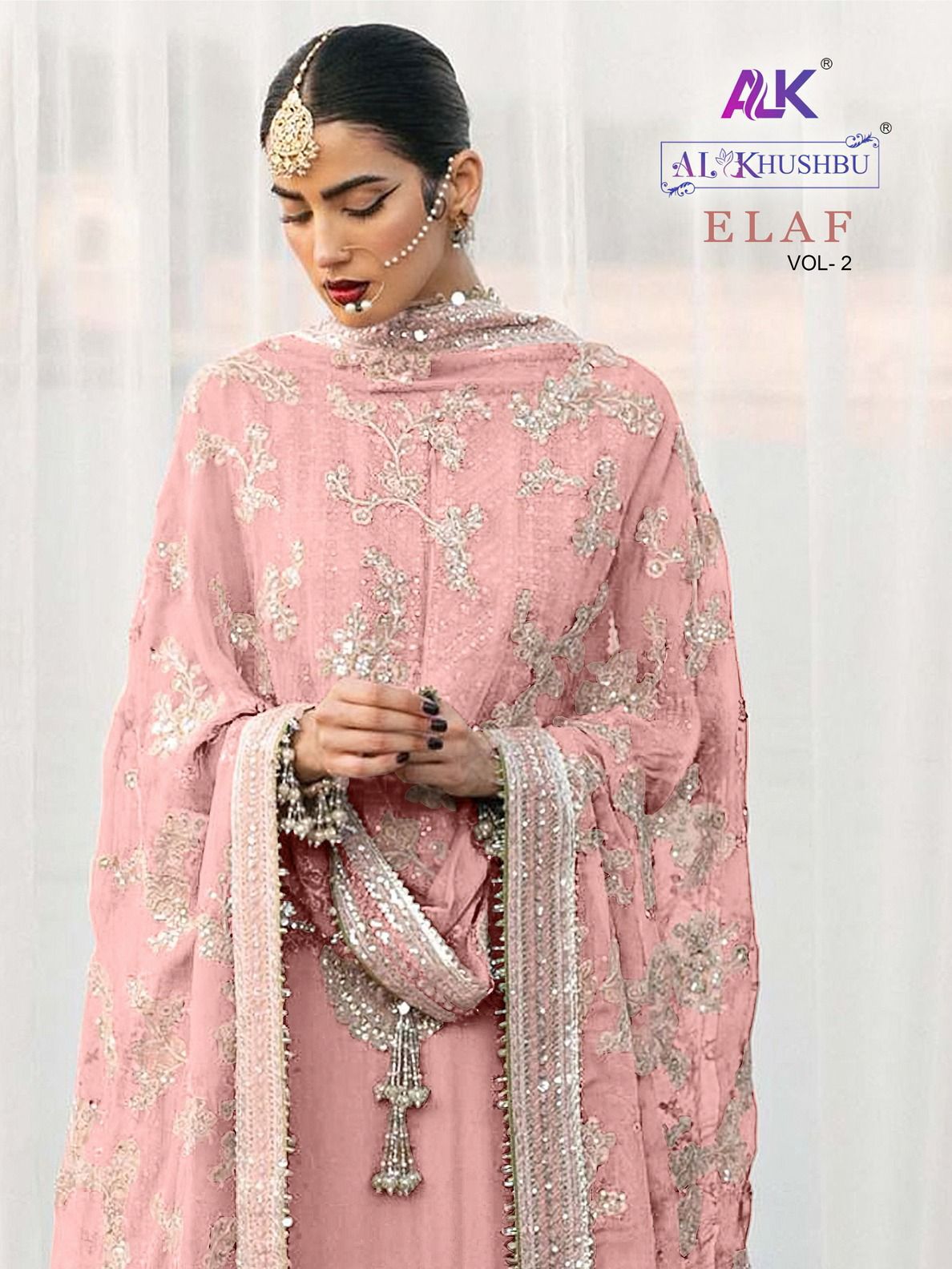 Elaf vol 2 by al khushbu georgette with embroidery work pakistani salwar suits supplier in surat - jilaniwholesalesuit