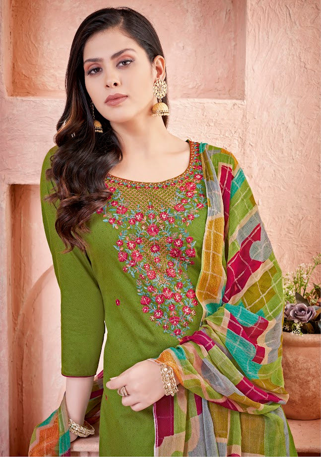 Alok Suit Aagaaz Zam Cotton With Embroidery Work Salwar Suits Wholesale Supplier