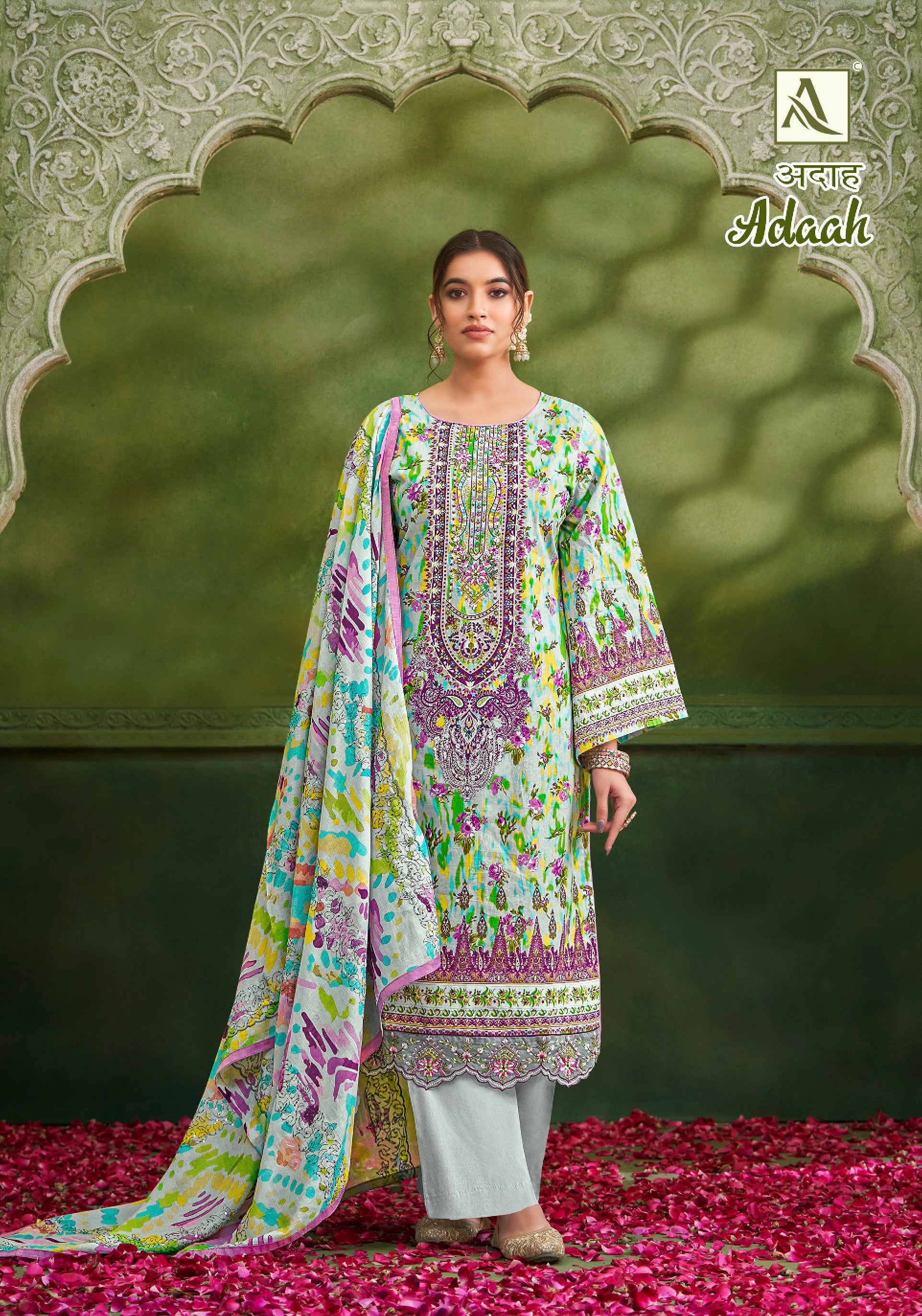 Alok Suit Adaah Cambric Cotton Digital Print With Embroidery Work Salwar Suits Latest Collection - jilaniwholesalesuit