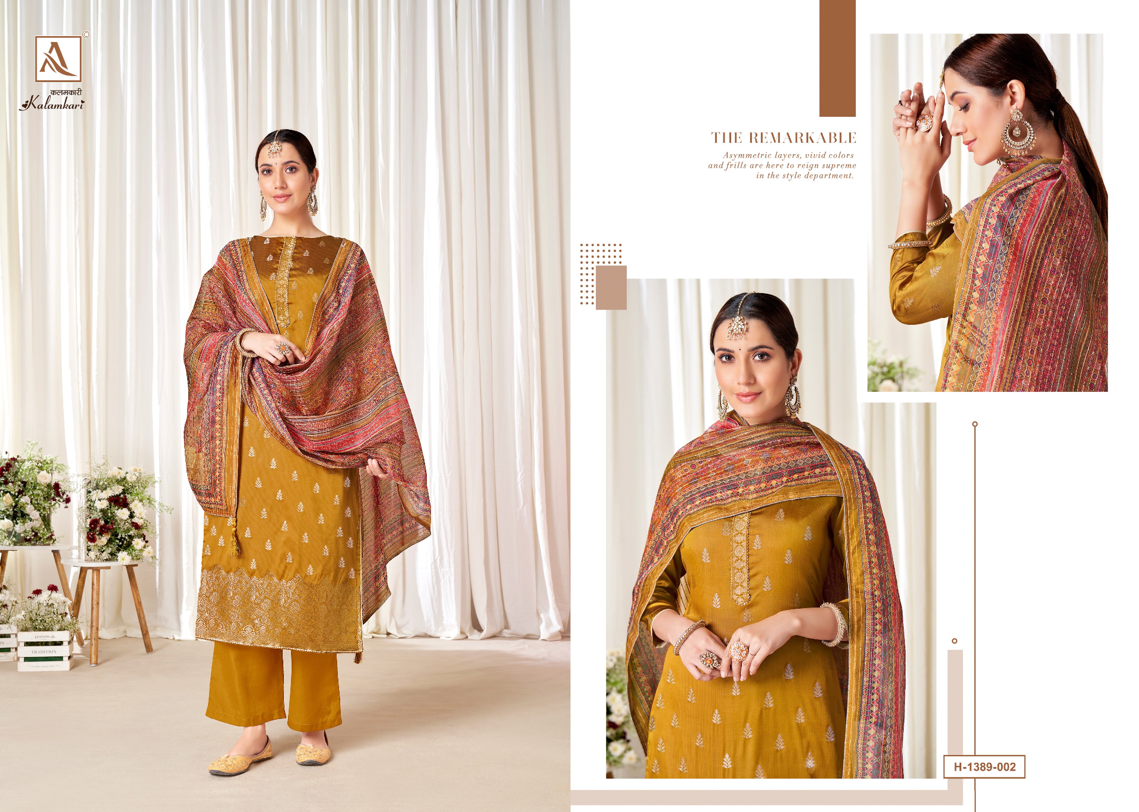 Alok Suits Kalamkari Hand Weave Jacquard Designer Suit Wholesale Supplier In Surat - jilaniwholesalesuit