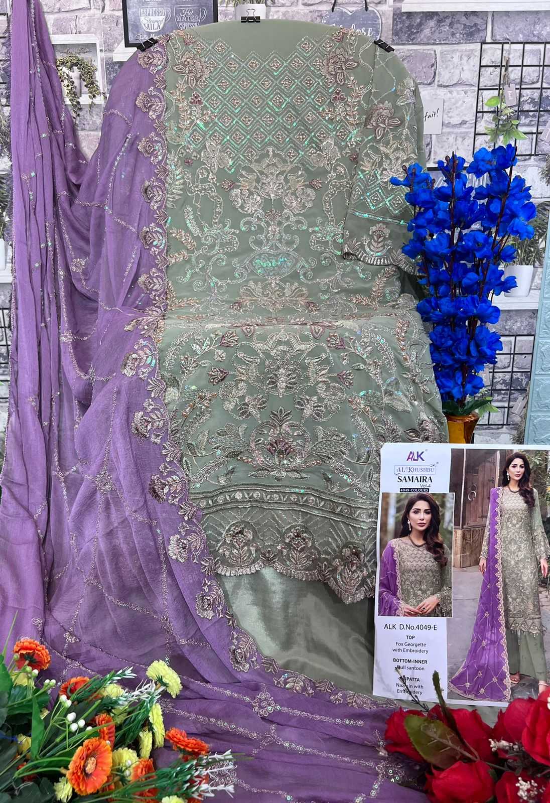 Al Khushbu Samaira Vol 4 4049 Colours Georgette with Embroidery Latest Pakistani suits Collection - jilaniwholesalesuit