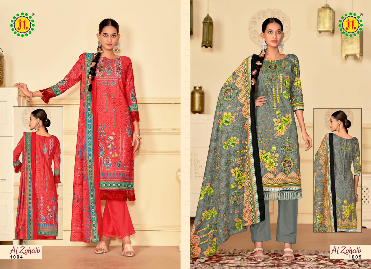 JT Textile Al Zohaib Lawn Cotton Printed Dress Material Wholesale Supplier - jilaniwholesalesuit