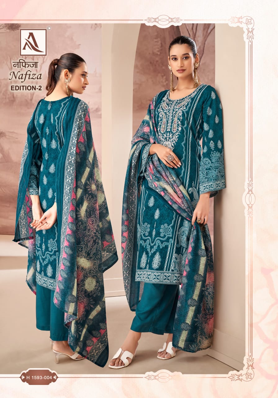 Alok Suit Nafiza Vol 2 Cotton Embroidery Work Latest Salwar Kameez Collection 2024