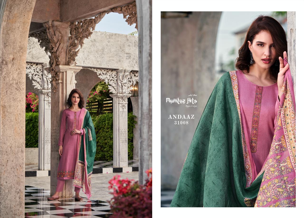 Mumtaz Arts Andaaz Jam Satin With Embroidery Work Salwar Suits Wholesale Supplier In Surat