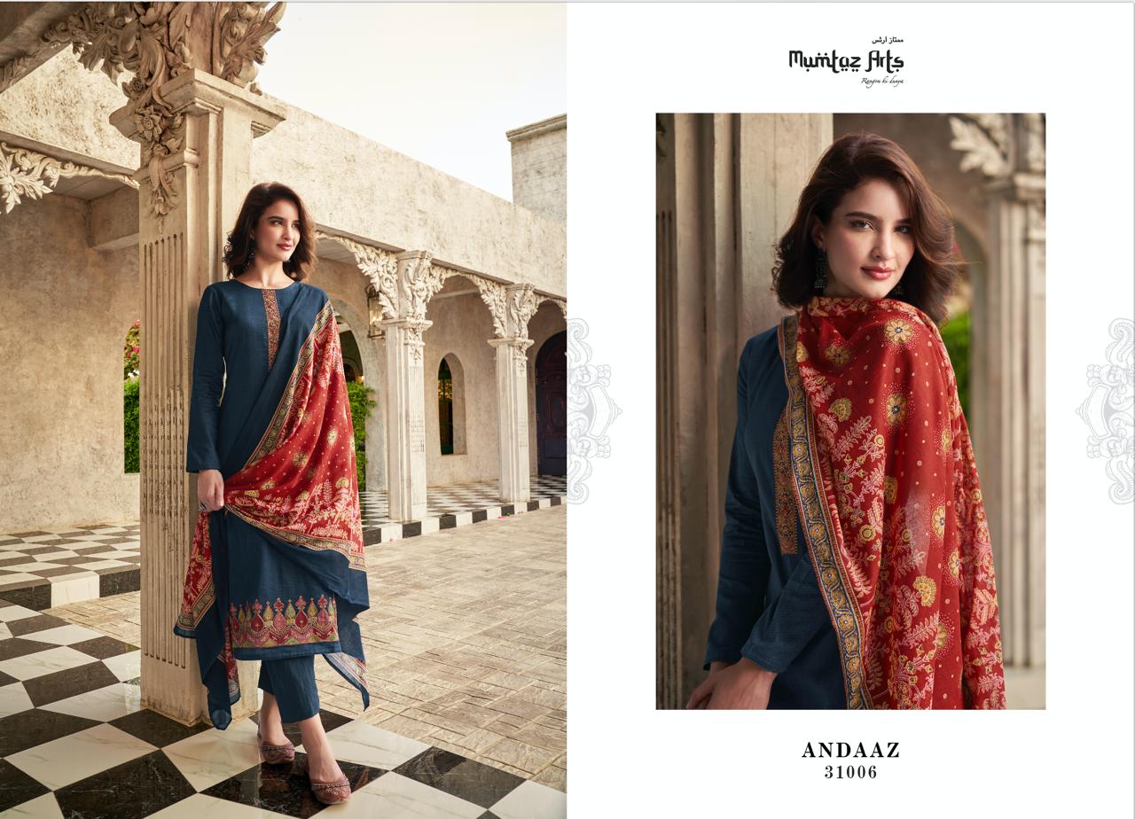 Mumtaz Arts Andaaz Jam Satin With Embroidery Work Salwar Suits Wholesale Supplier In Surat