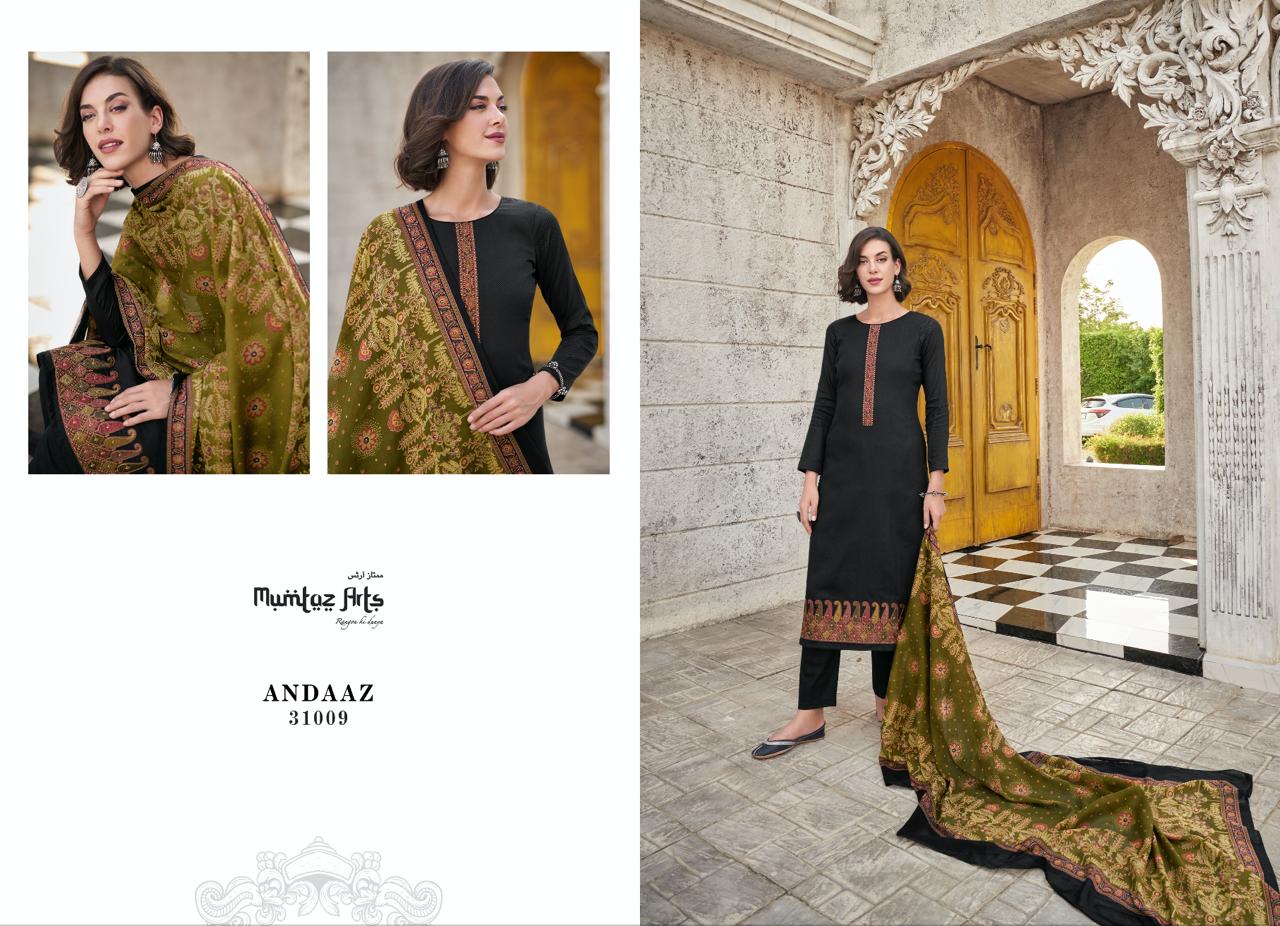 Mumtaz Arts Andaaz Jam Satin With Embroidery Work Salwar Suits Wholesale Supplier In Surat