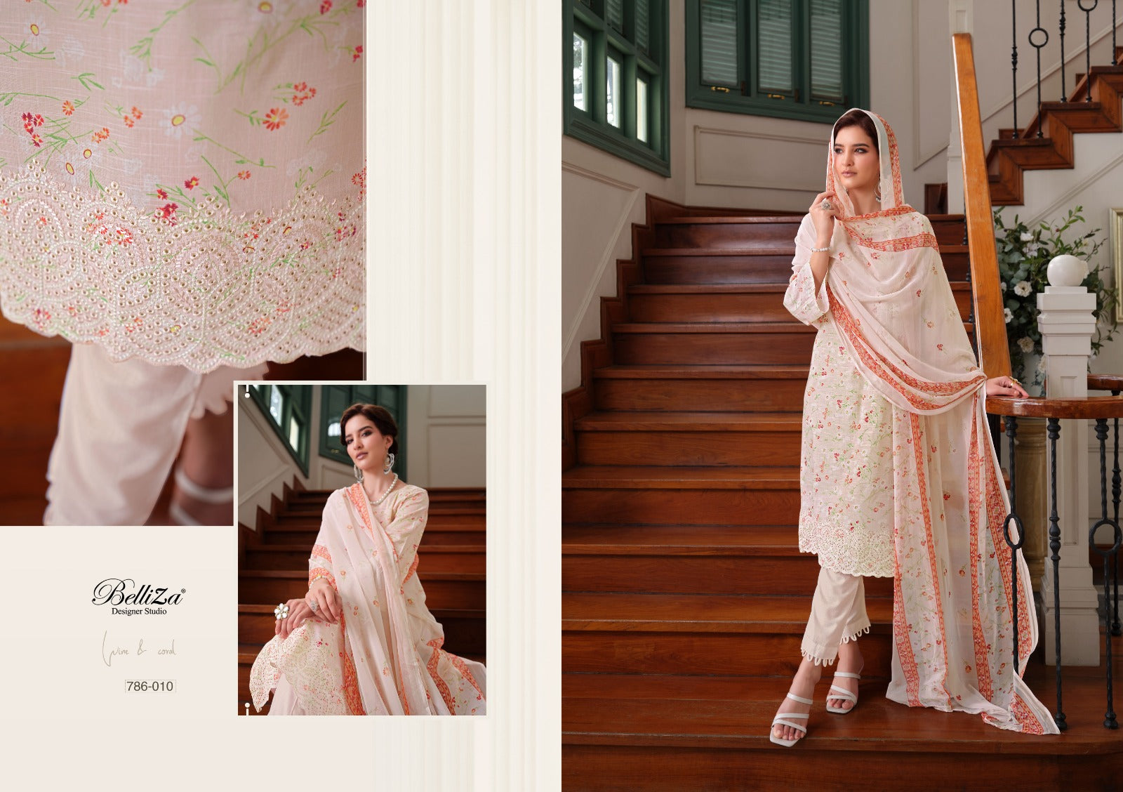 Belliza Designer Studio Florence Cotton Linen Digital Print With Embroidery Work Salwar Suits Manufacturer In Surat